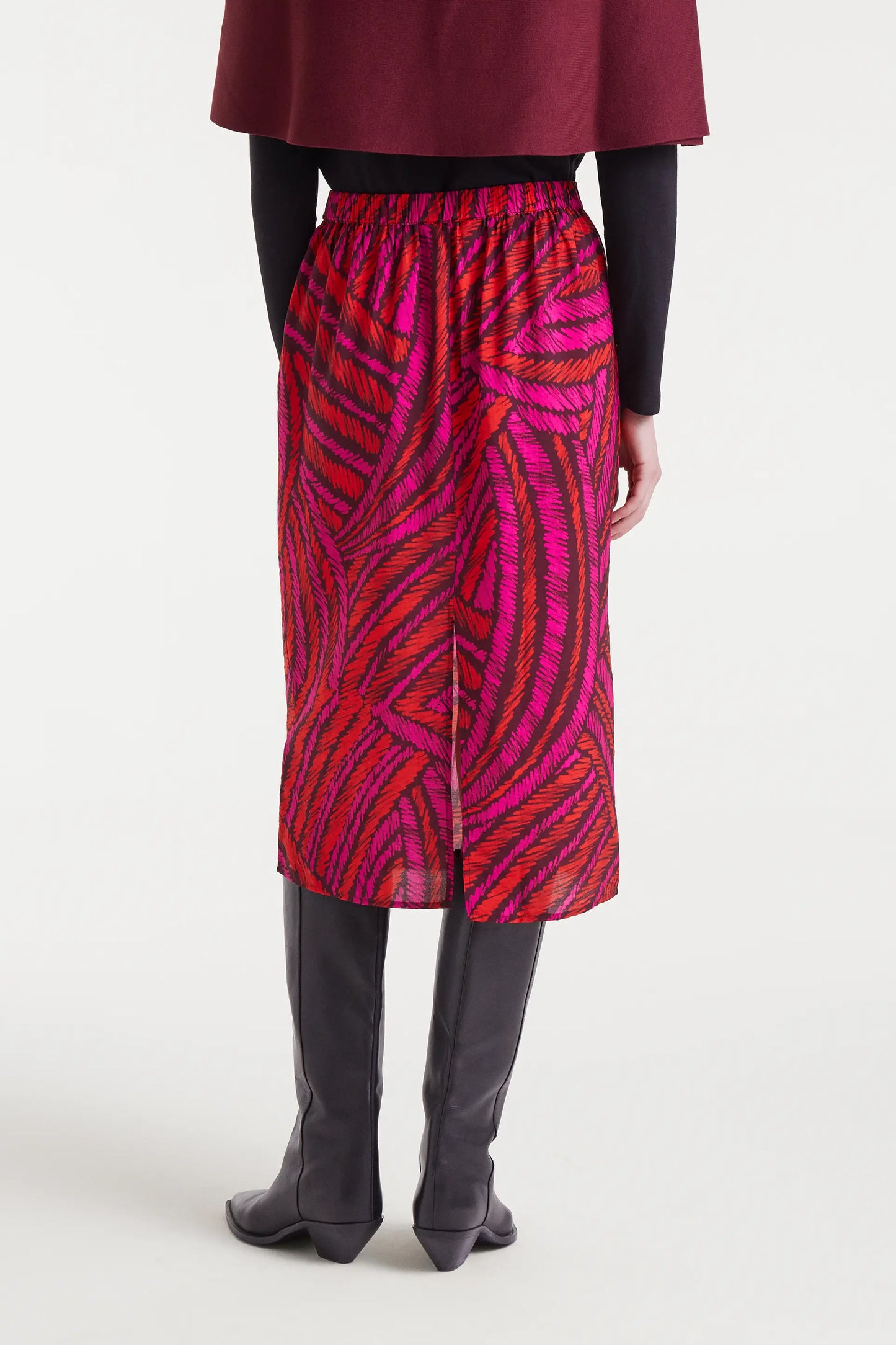 Gonna midi in crêpe leggera con stampa Fedora