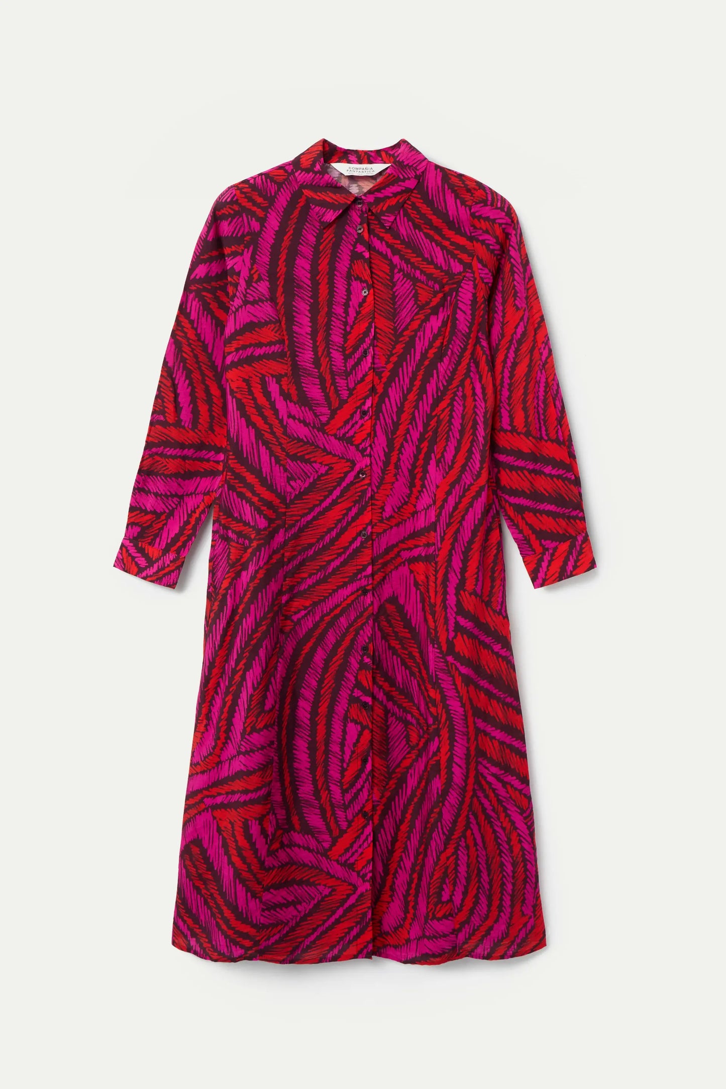 Abito midi in crêpe leggero con stampa Fedora