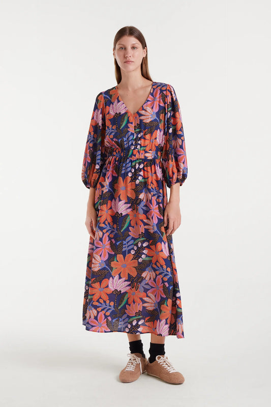 Vestido largo crepé ligero con estampado Tigerlily