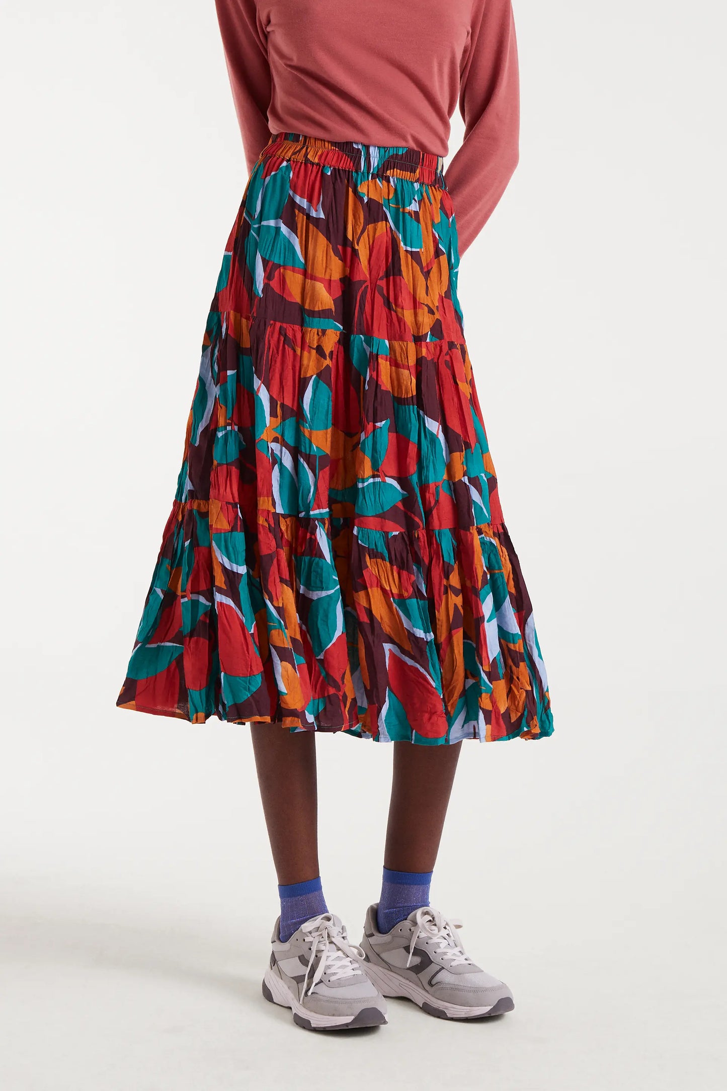 Gonna midi in crepe leggera con stampa Ponziana