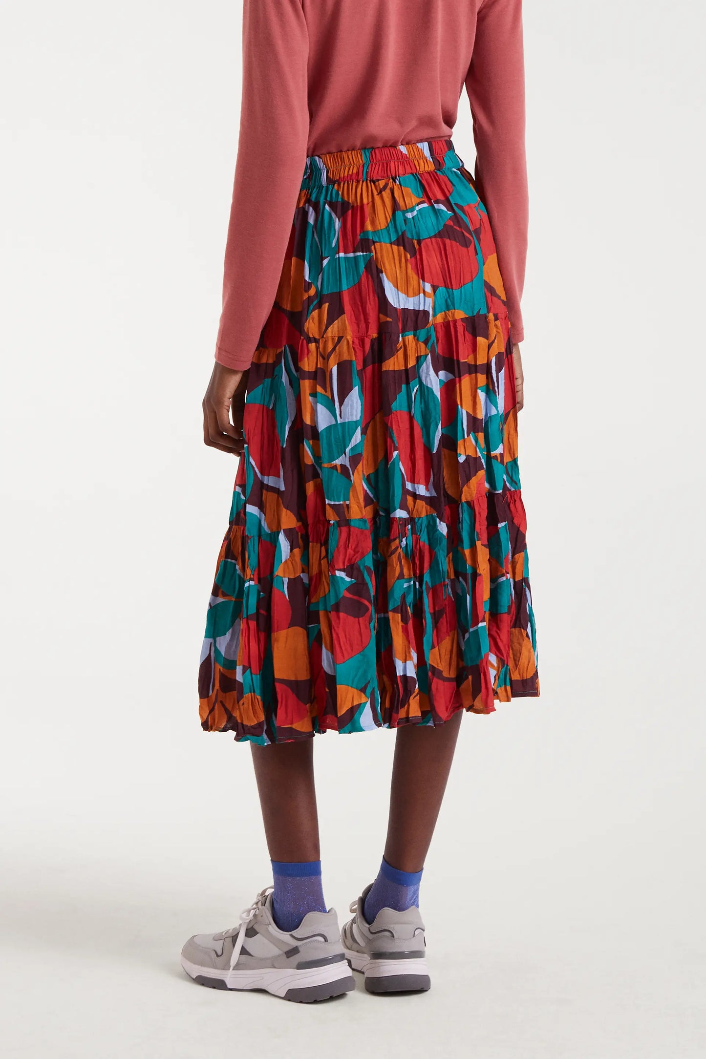 Gonna midi in crepe leggera con stampa Ponziana