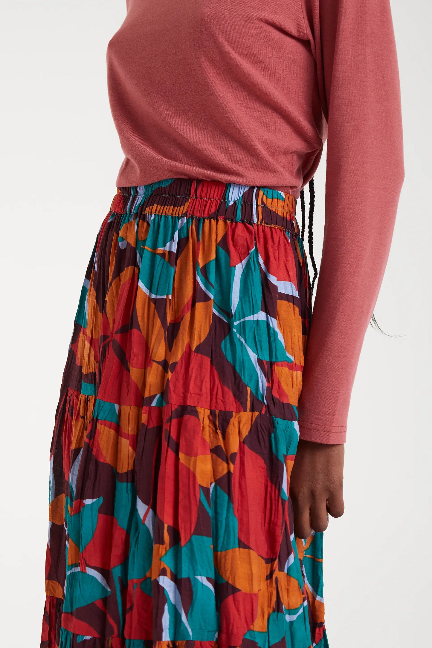 Gonna midi in crepe leggera con stampa Ponziana