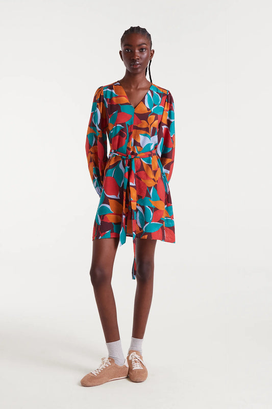 Vestido corto crepé ligero con estampado Ponziana