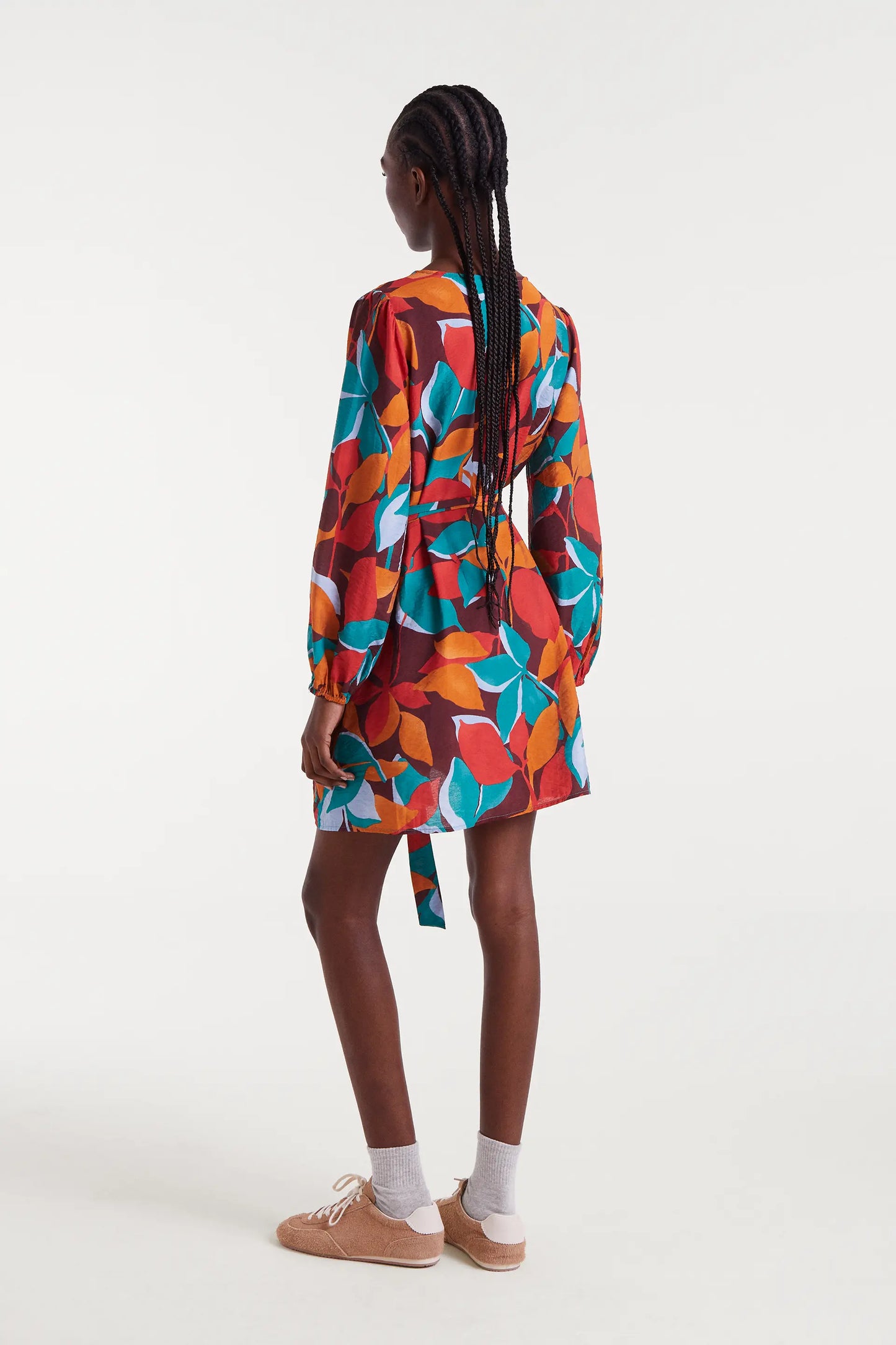 Abito corto in crepe leggero con stampa Ponziana