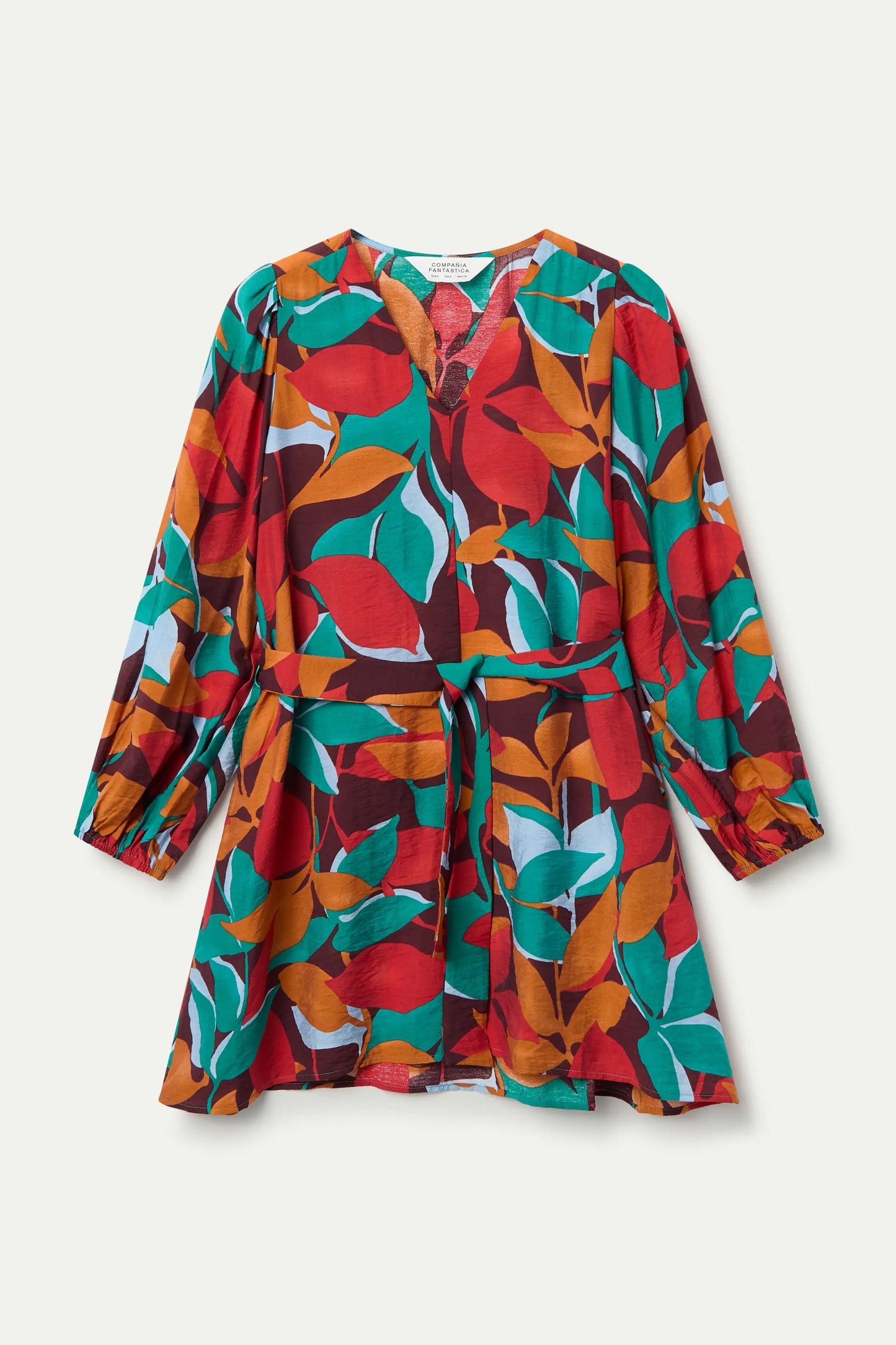 Abito corto in crepe leggero con stampa Ponziana