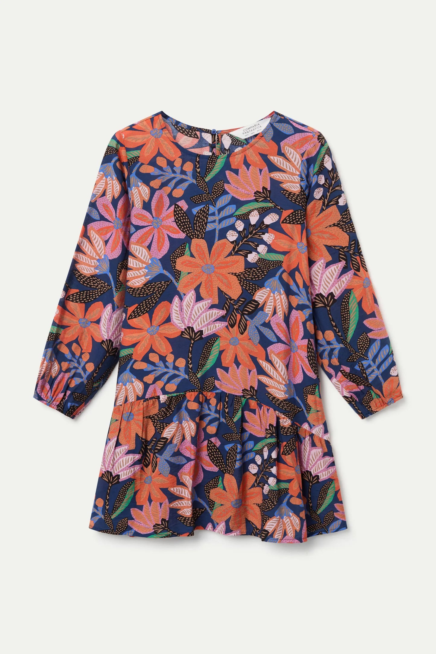 Abito corto in crêpe leggero con stampa Tigerlily