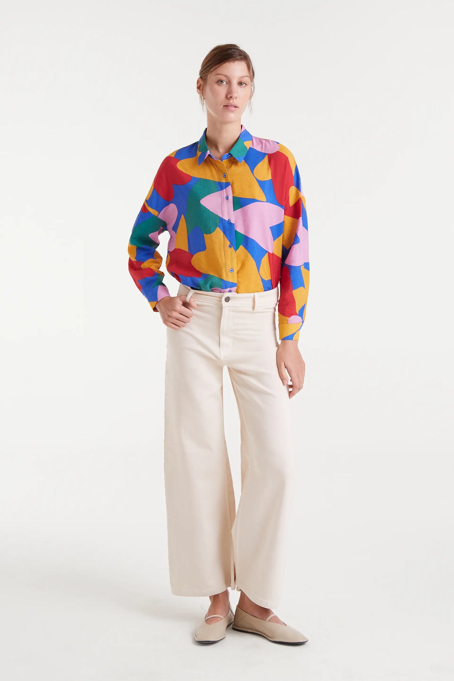 Camicia in crepe leggero con stampa Cupido