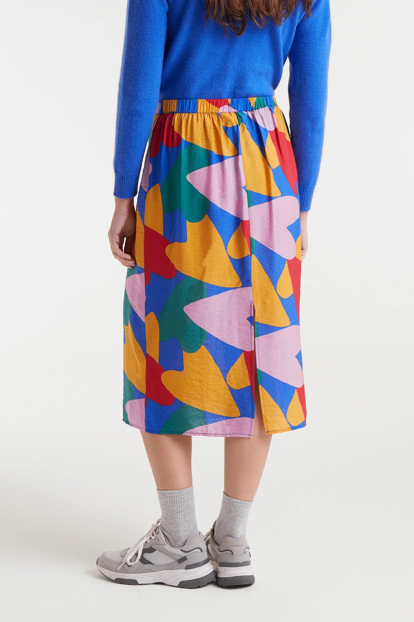 Gonna midi in crêpe leggera con stampa Cupido