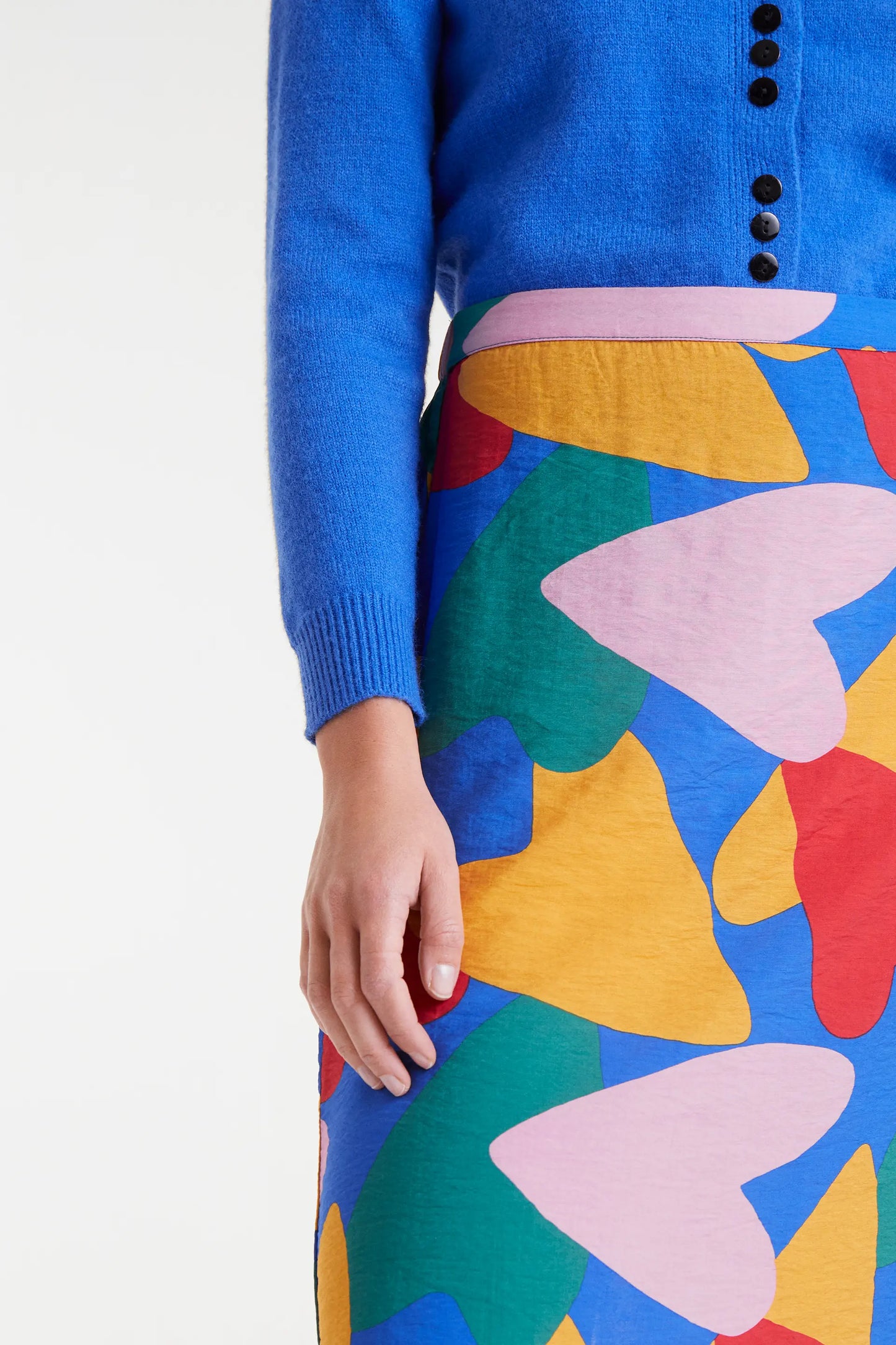 Gonna midi in crêpe leggera con stampa Cupido