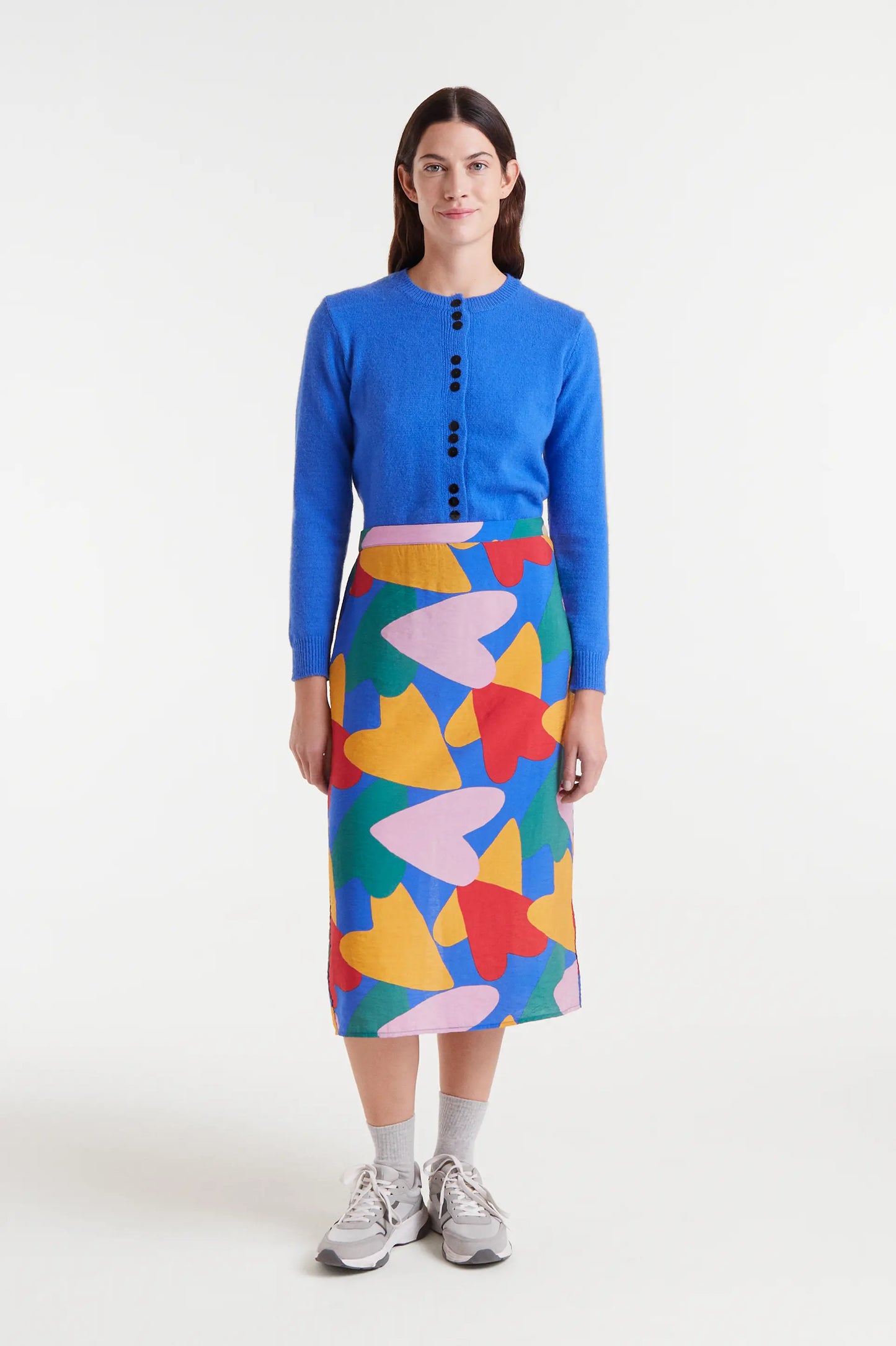 Gonna midi in crêpe leggera con stampa Cupido