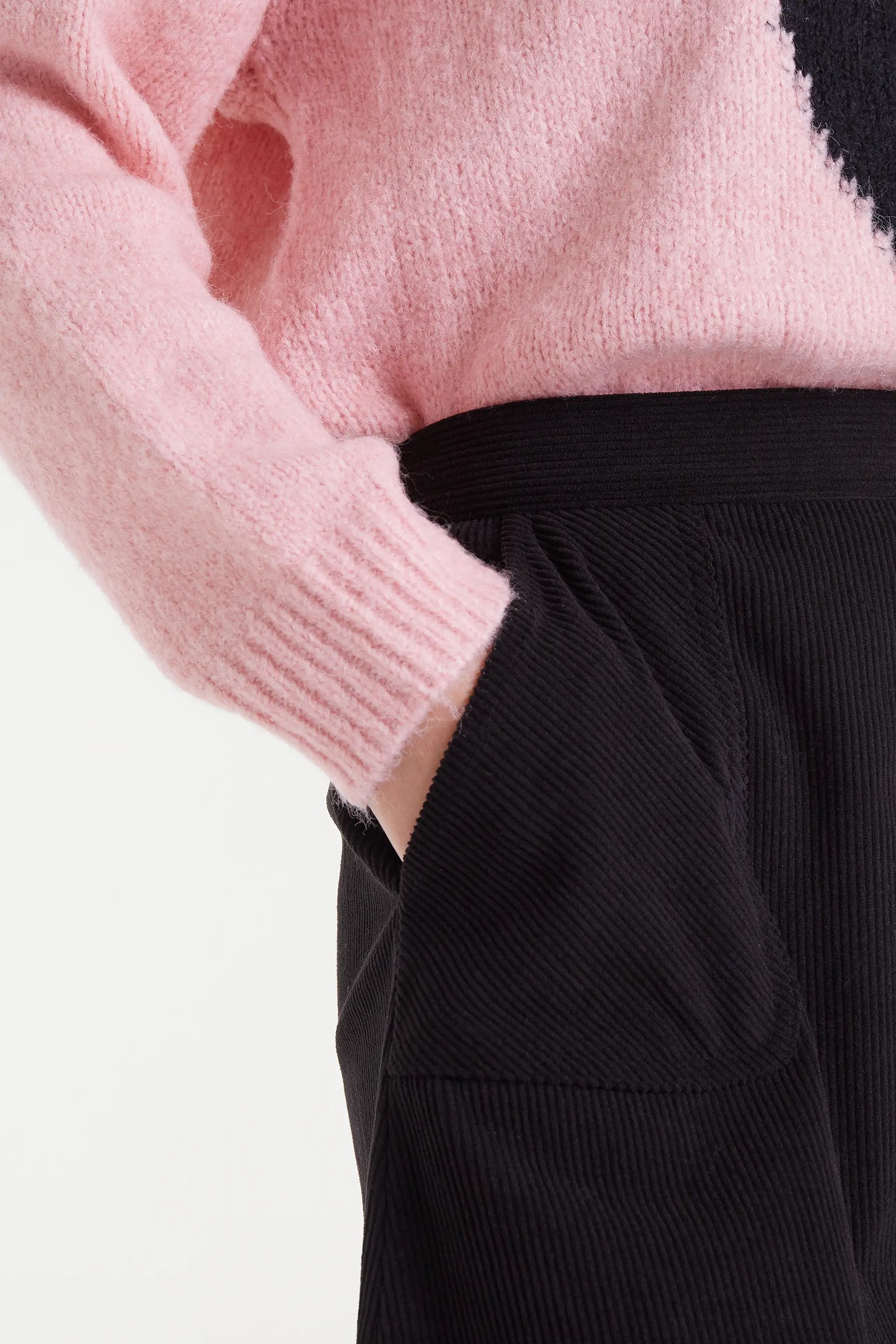 Short black corduroy skirt