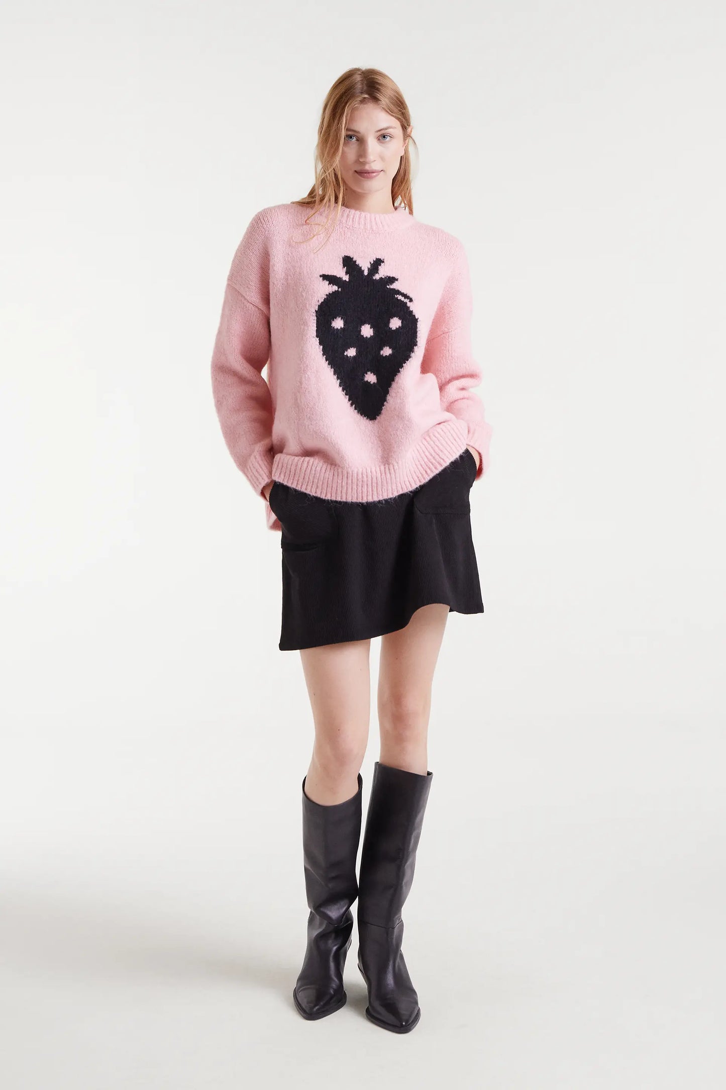 Short black corduroy skirt