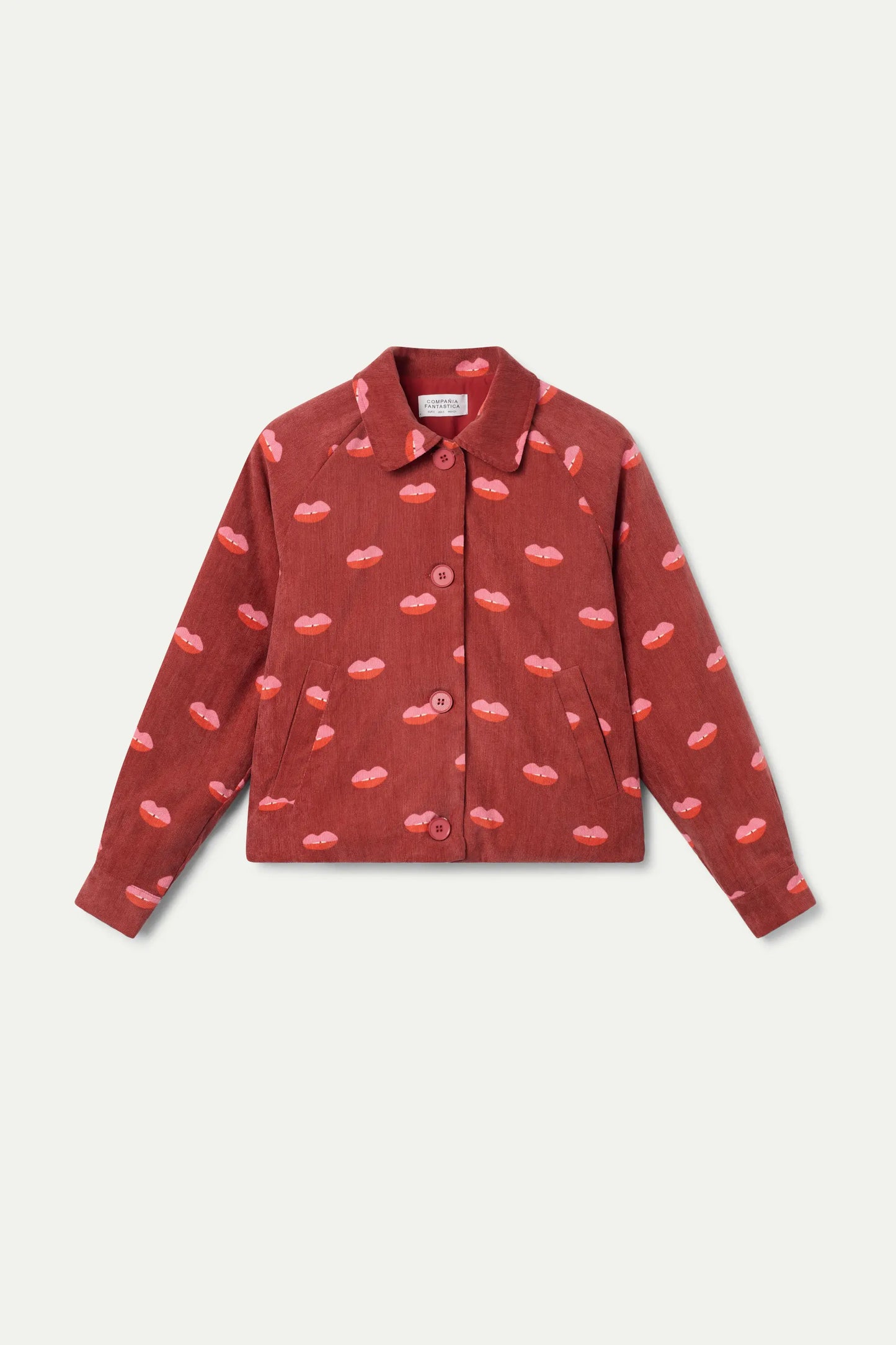 Lips print corduroy jacket