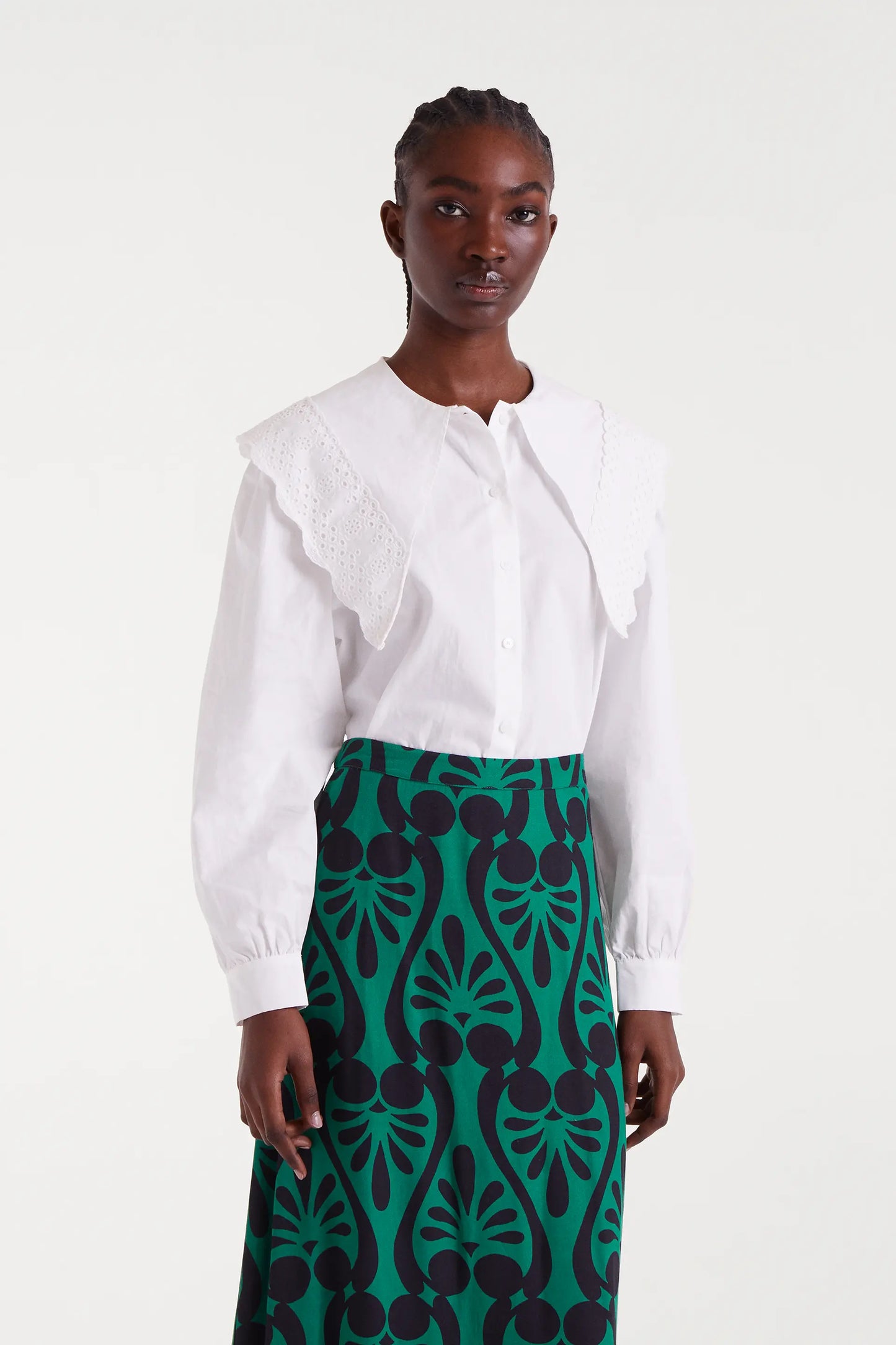 Camisa 100% algodón maxi solapa blanca