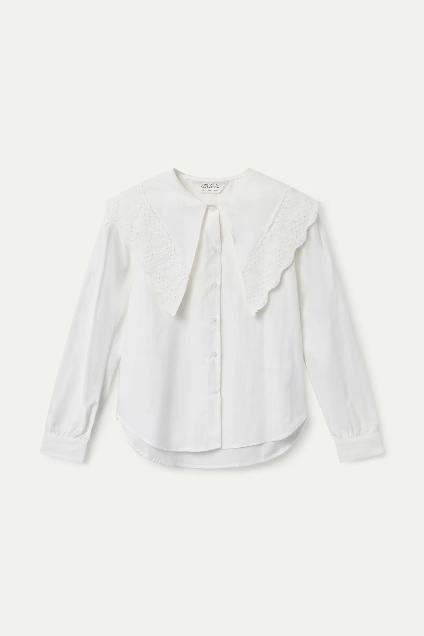 Camisa 100% algodón maxi solapa blanca