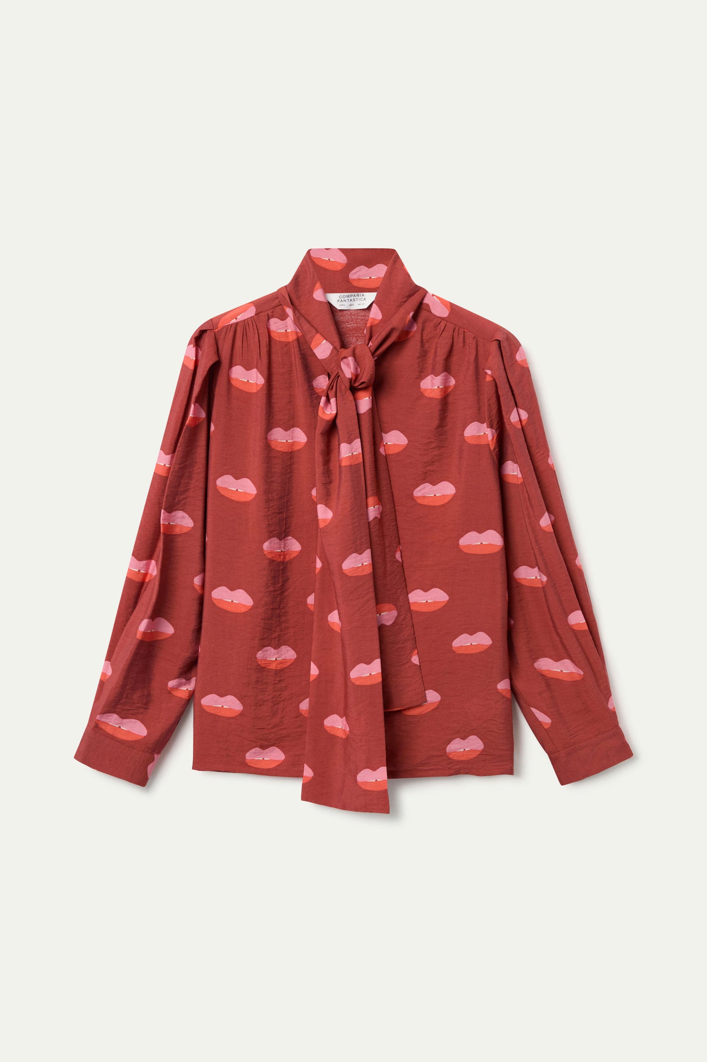 Lips print tie shirt