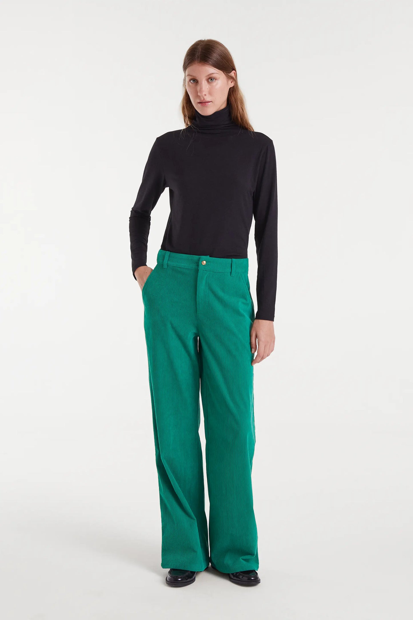 Green corduroy pants