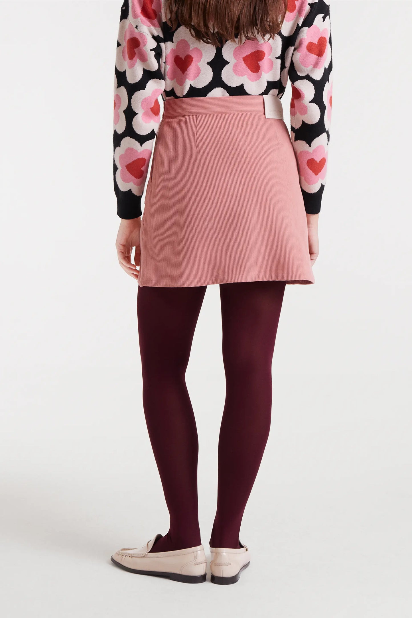 Short pink corduroy skirt