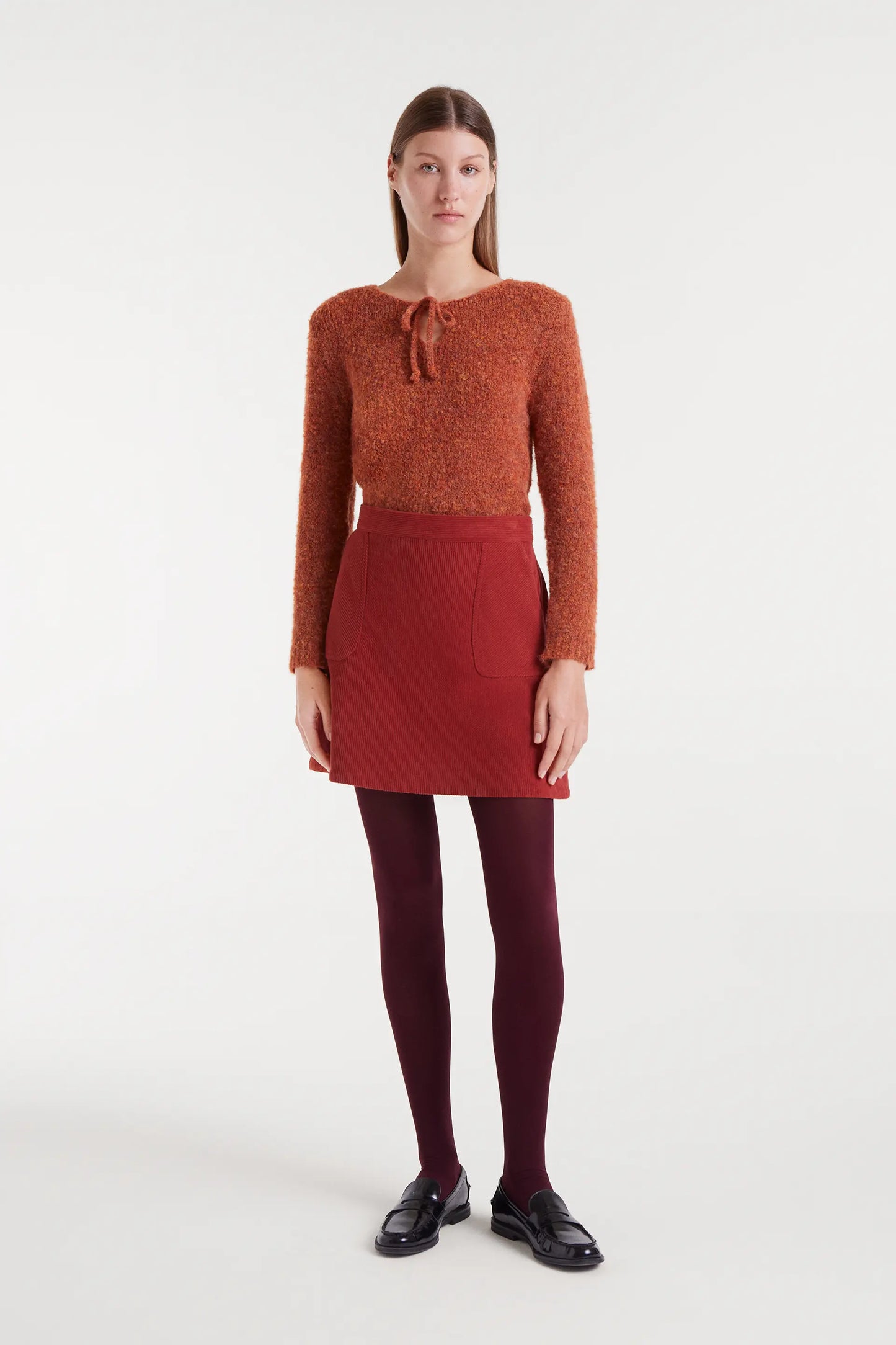 Short brown corduroy skirt
