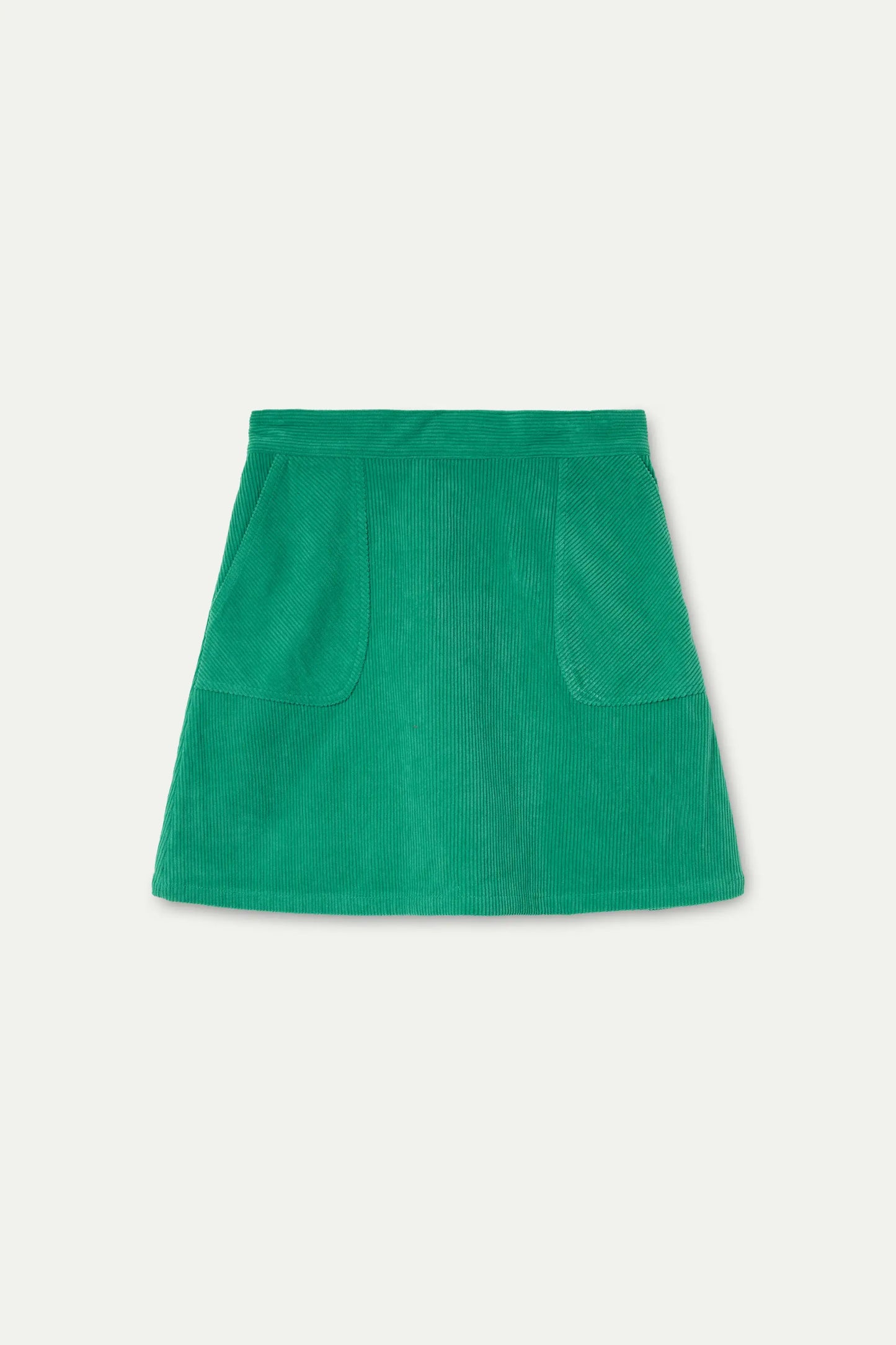Short green corduroy skirt