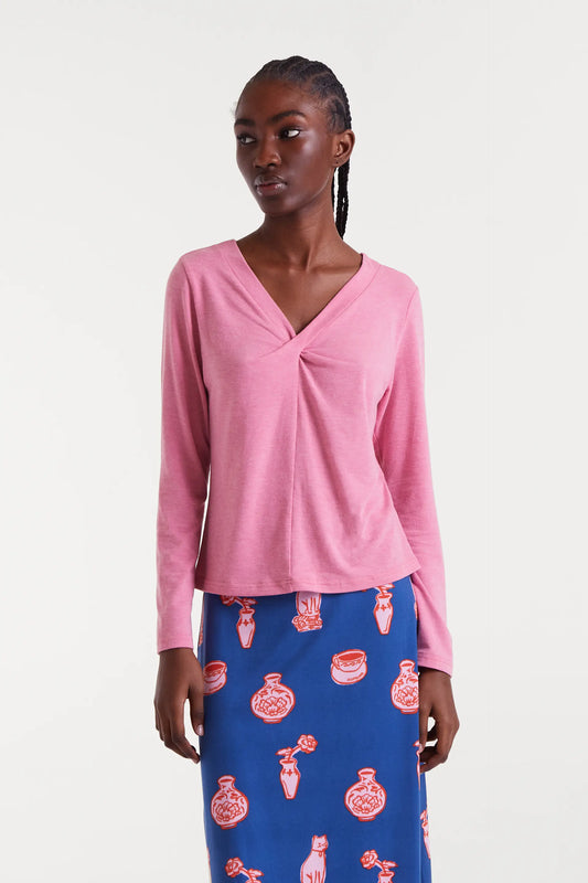 Camiseta anudada rosa