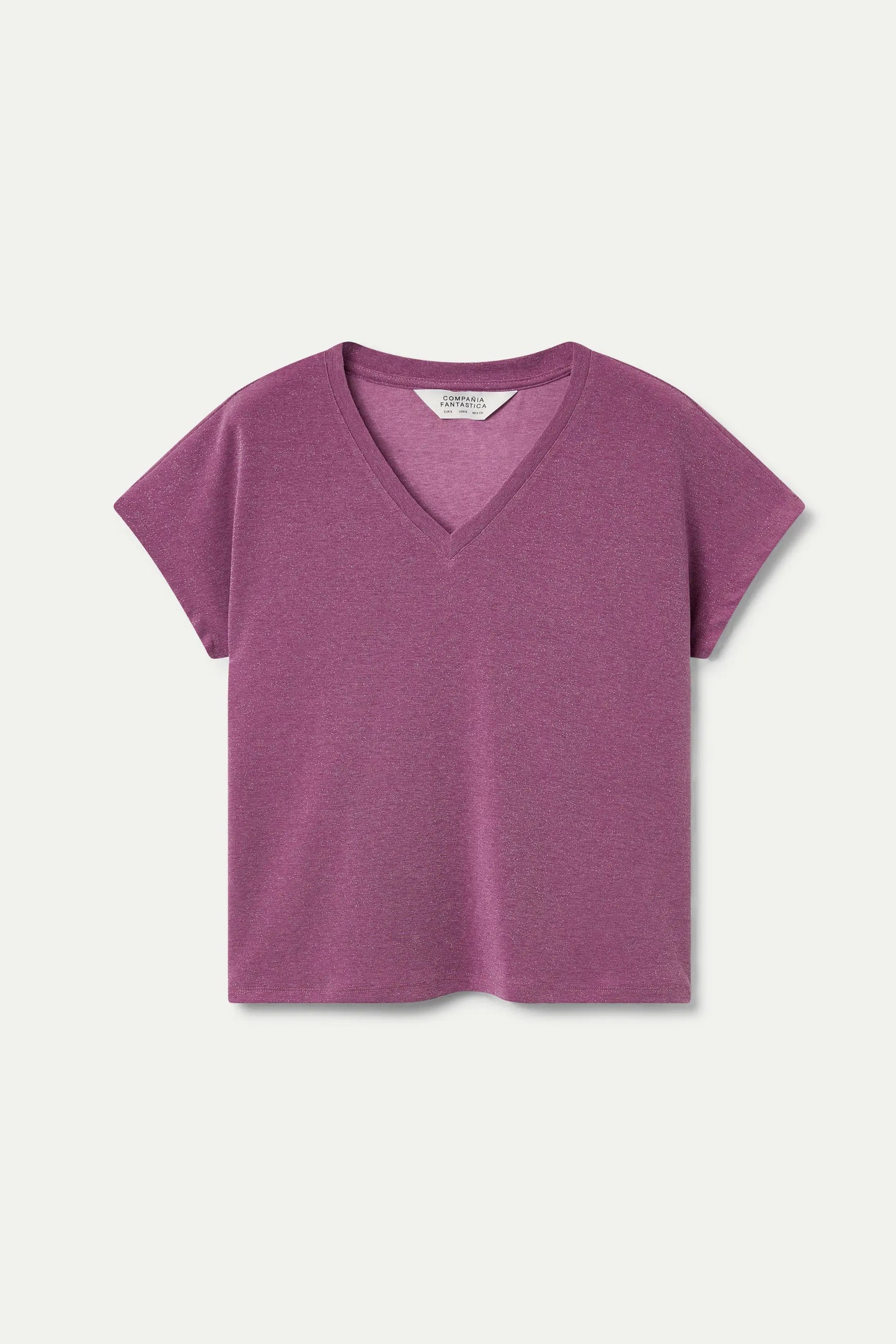 Maglietta lilla con scollo a V