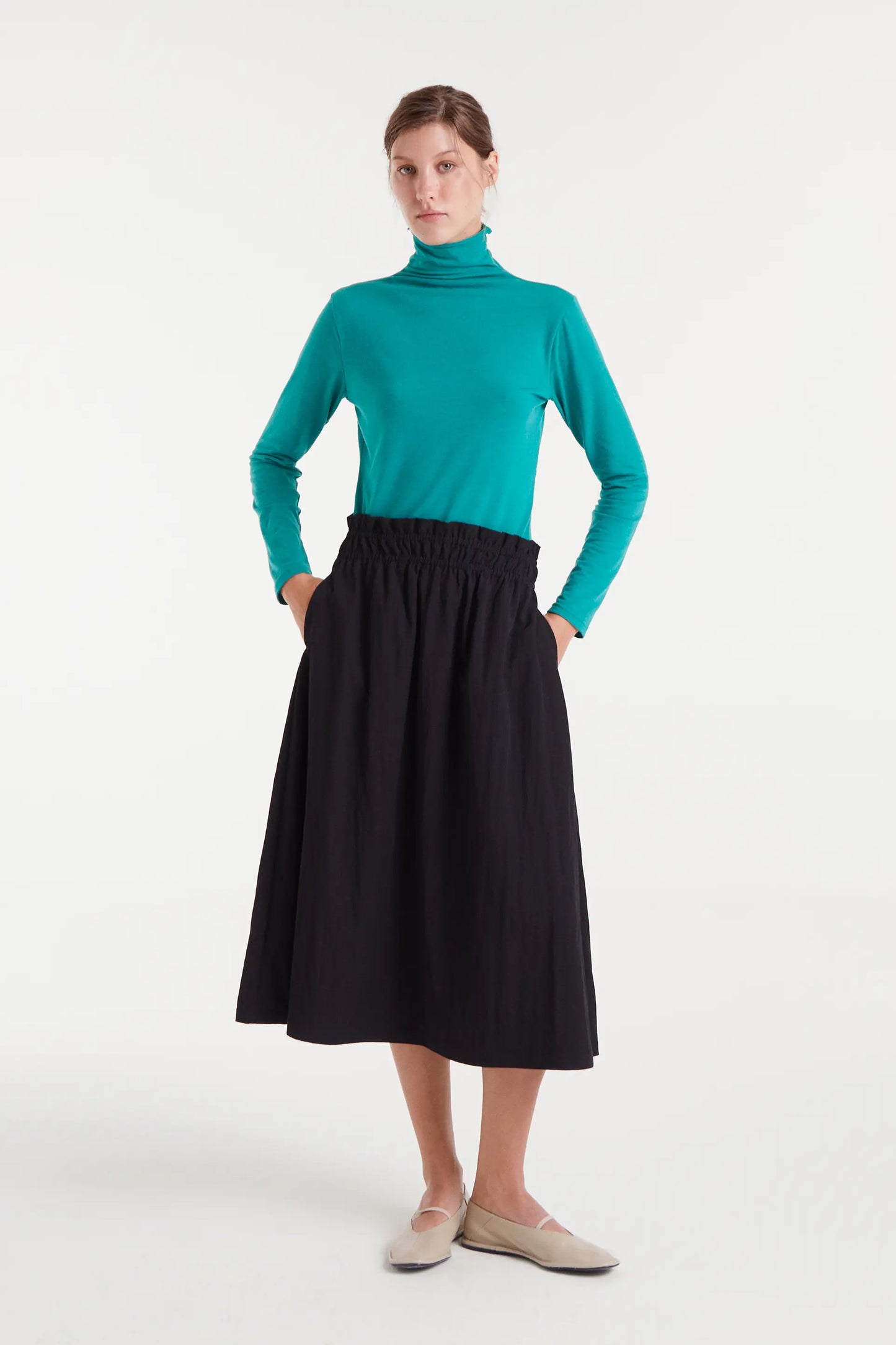 Green high-neck t-shirt