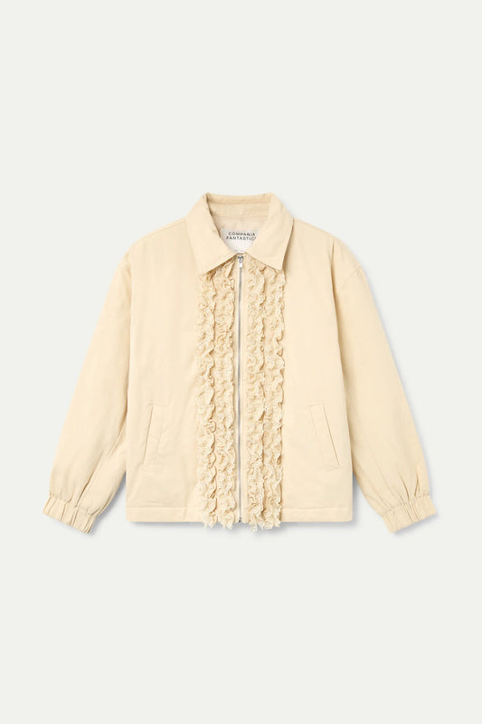 Chaqueta con detalle de cadenas beige