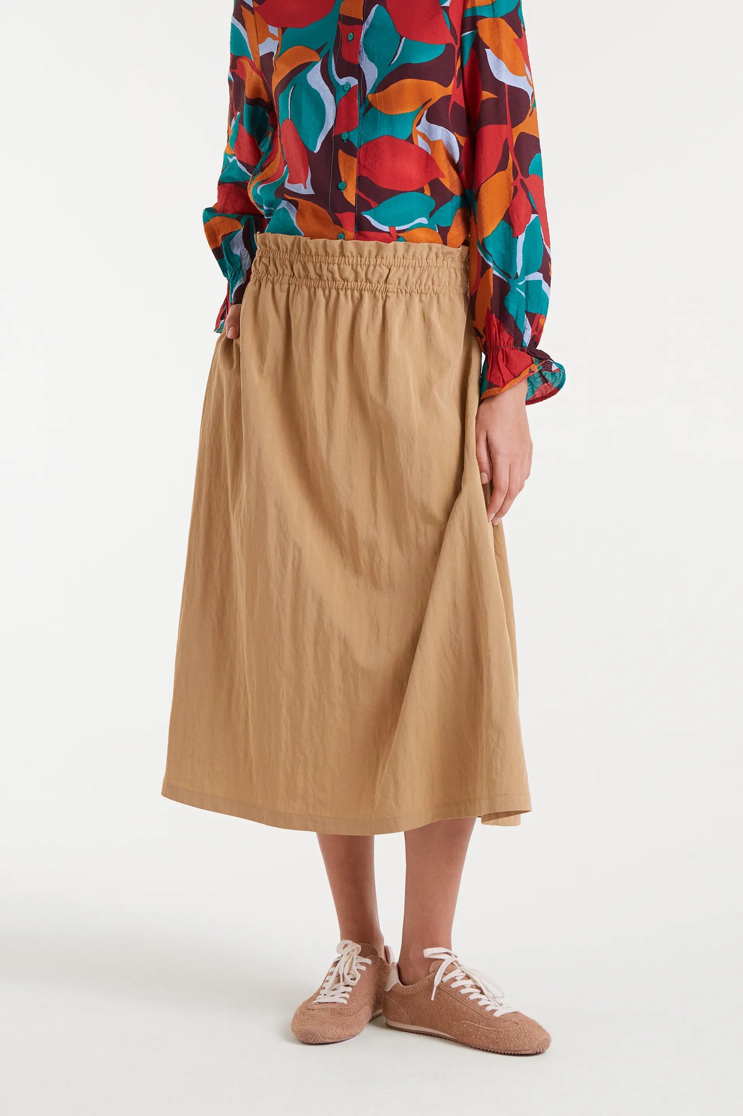 Camel midi skirt