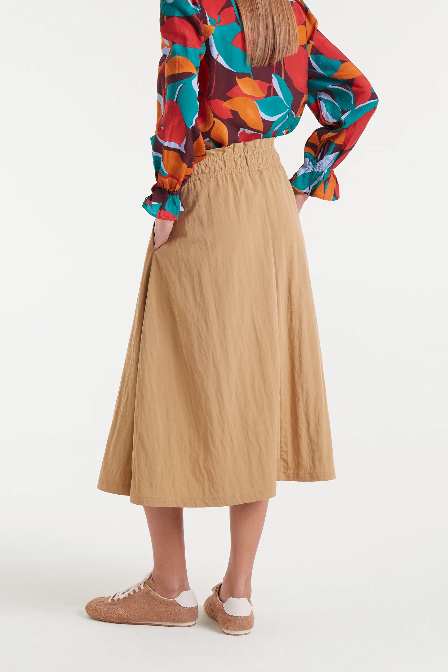 Camel midi skirt