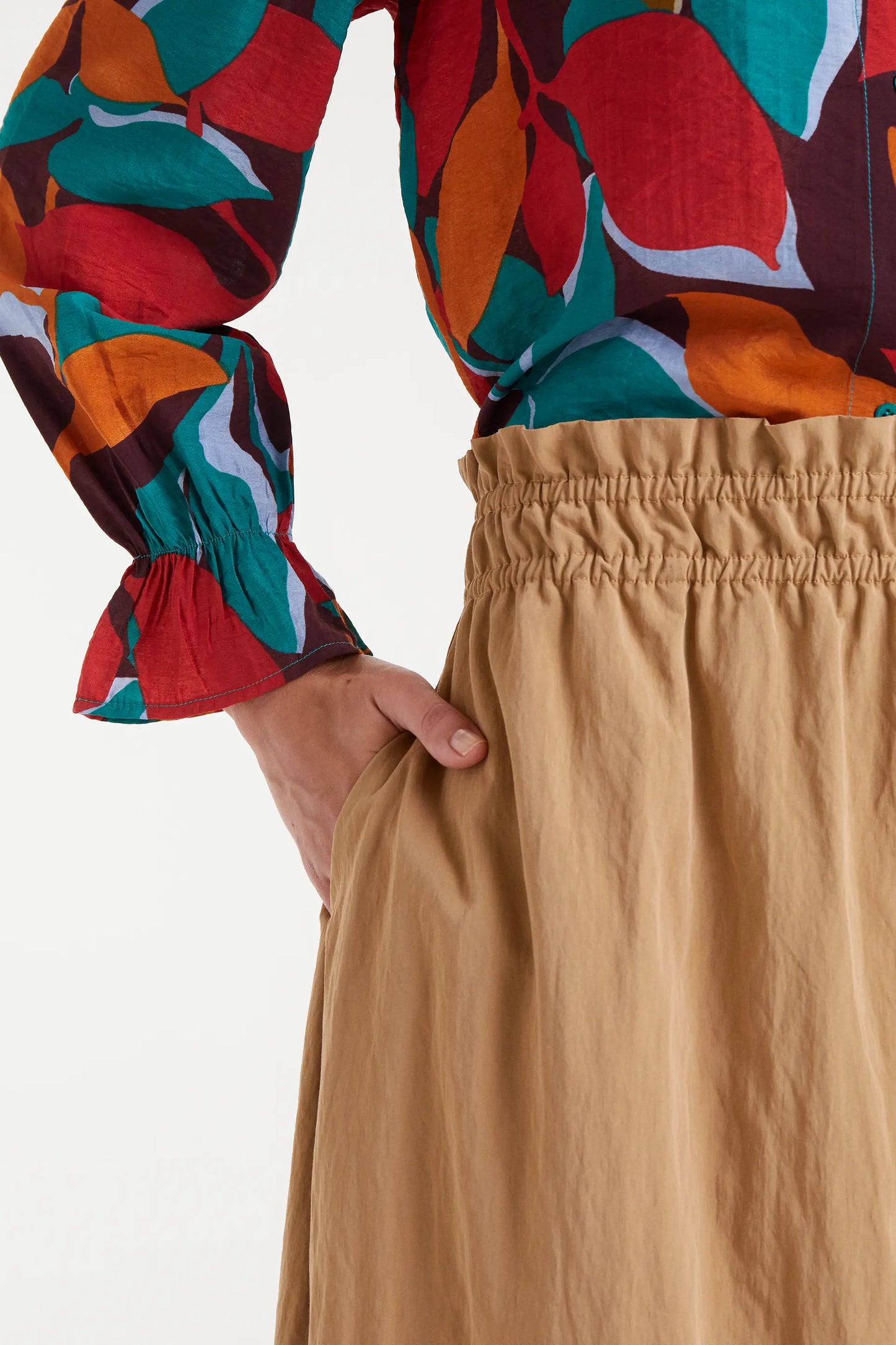 Camel midi skirt