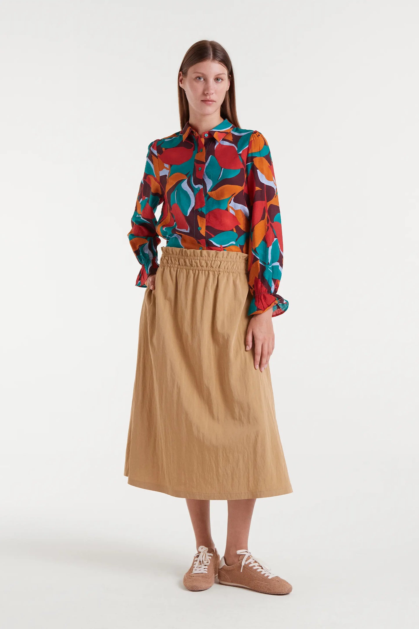 Camel midi skirt