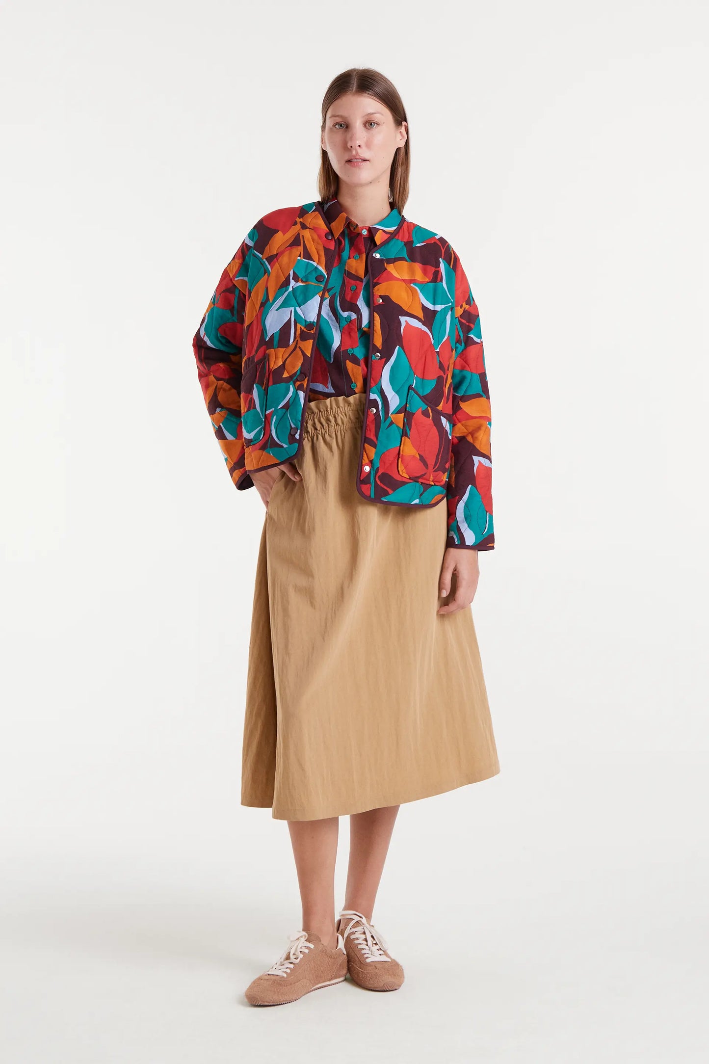Camel midi skirt