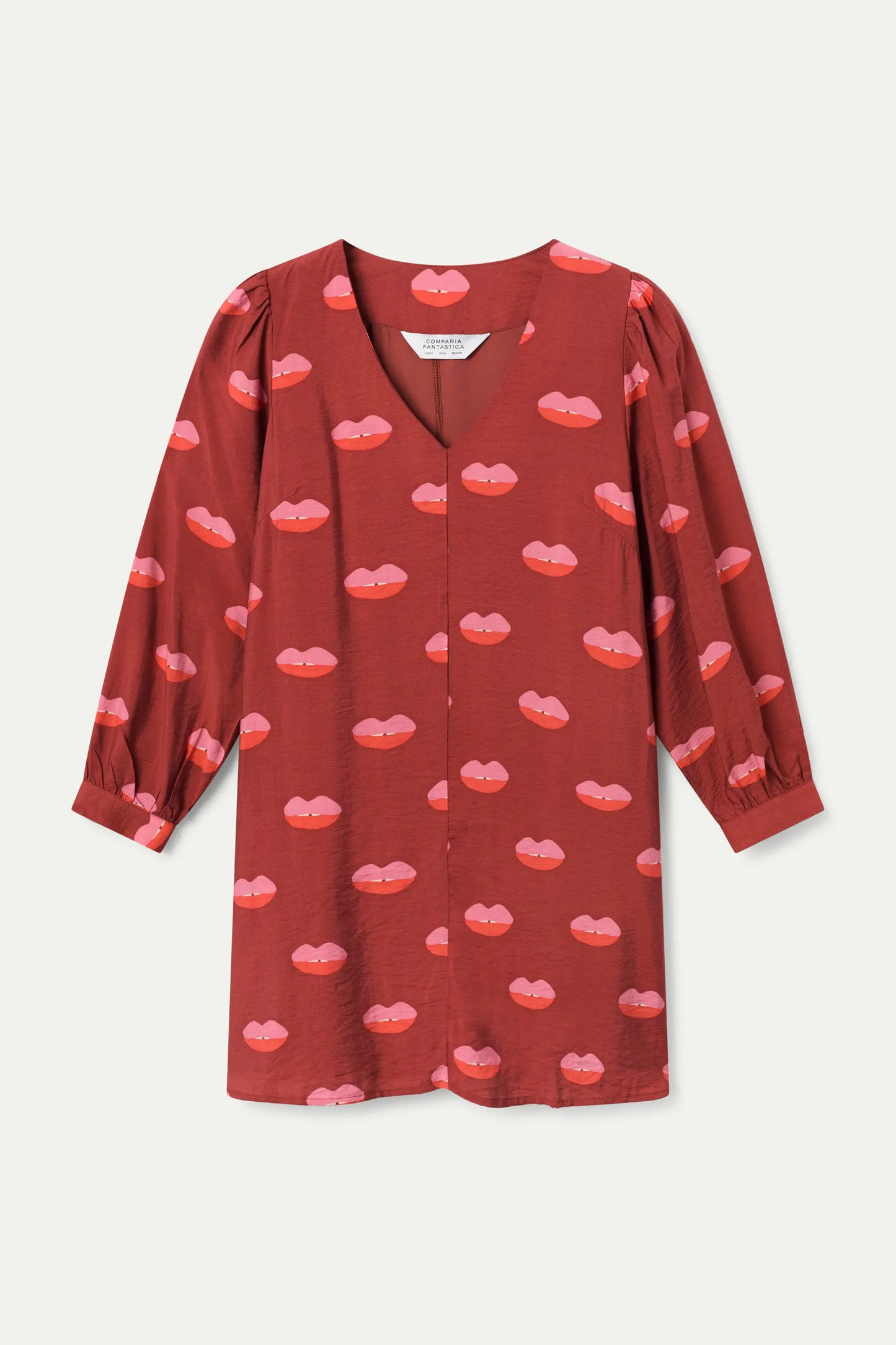 Vestido corto con estampado Lips