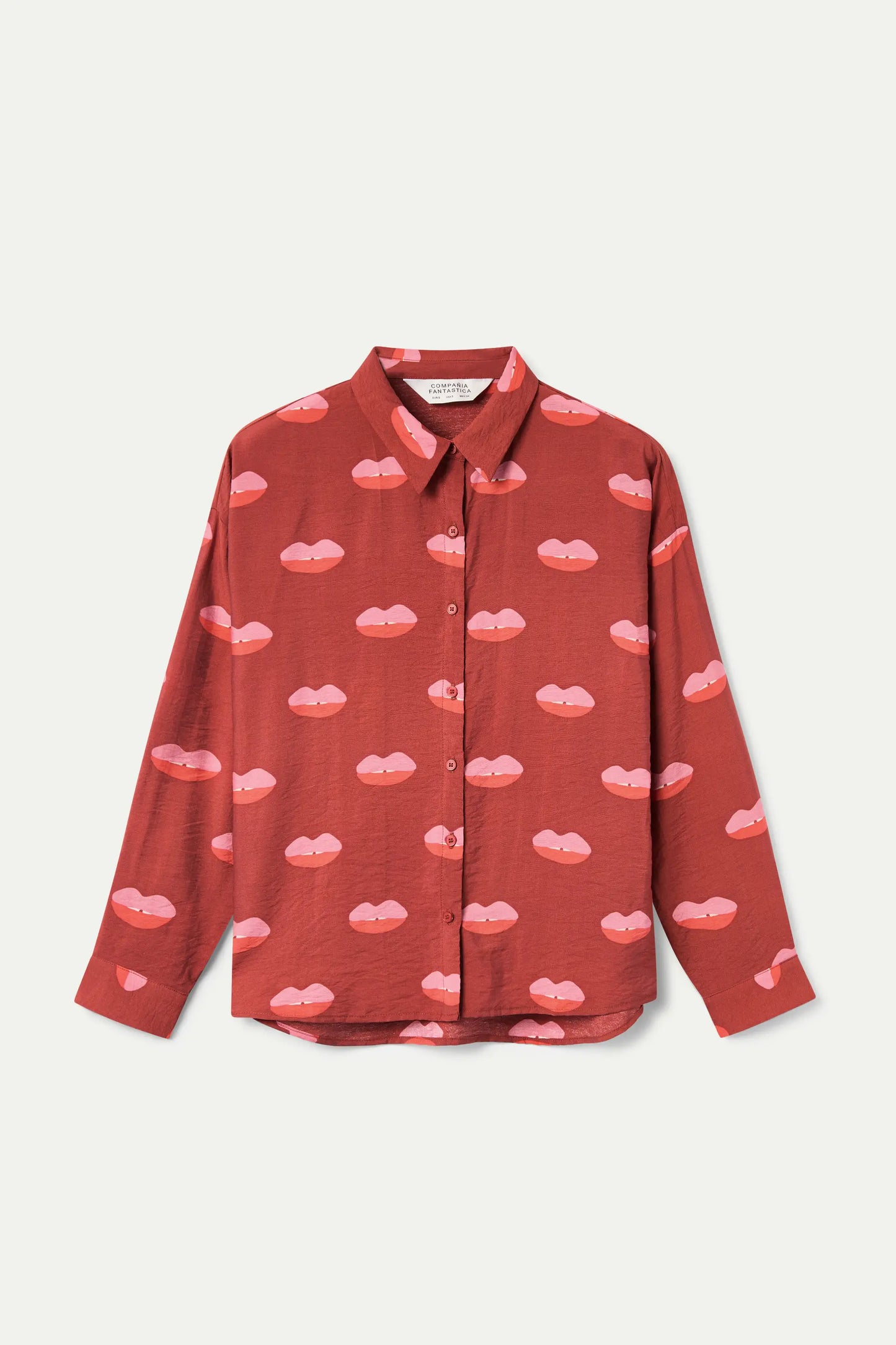 Camisa crepé ligero con estampado lips