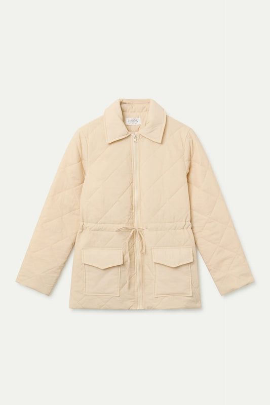 Abrigo cuello solapa blanco roto