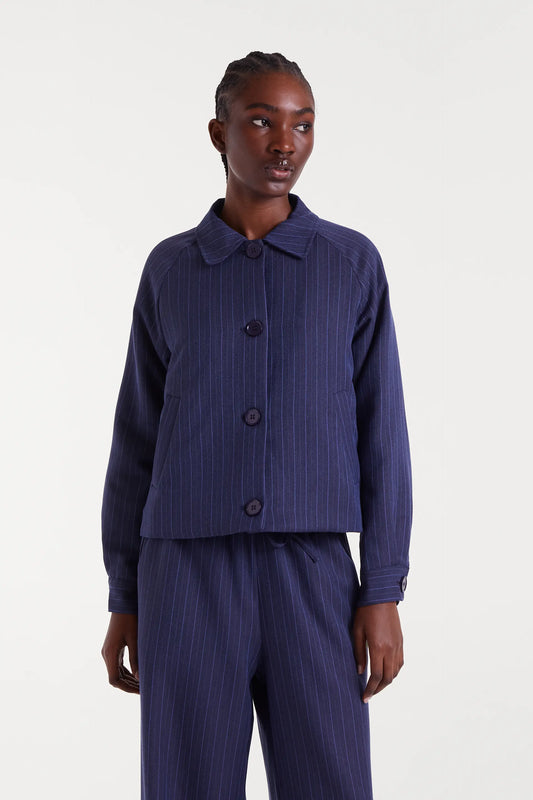 Chaqueta de raya diplomática azul