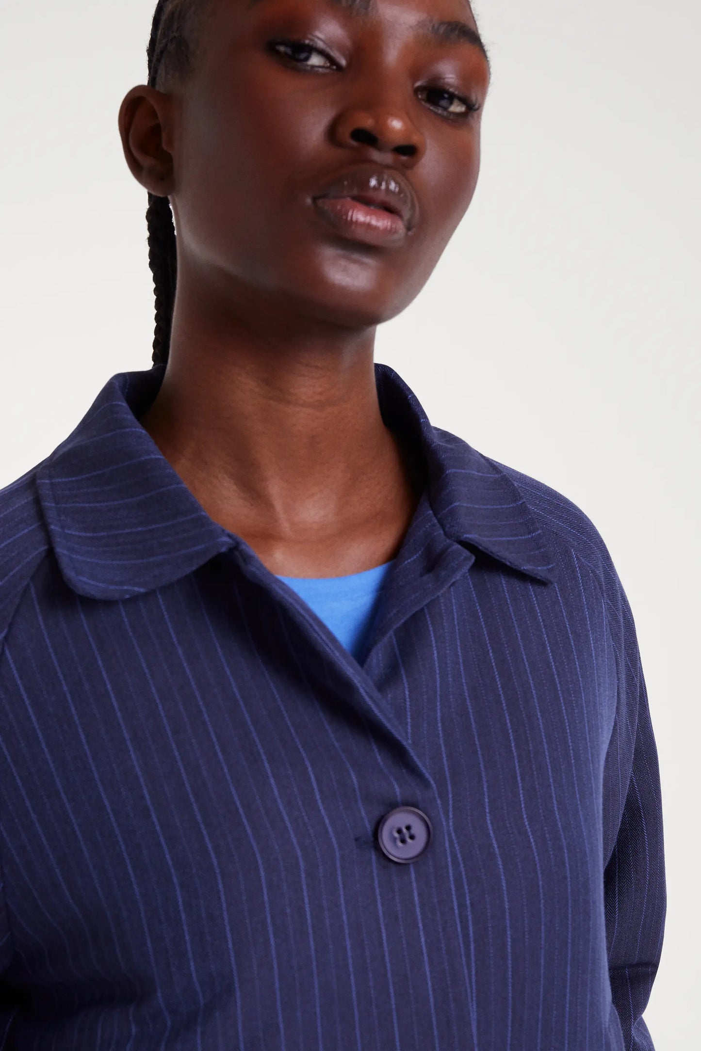 Blue pinstriped jacket