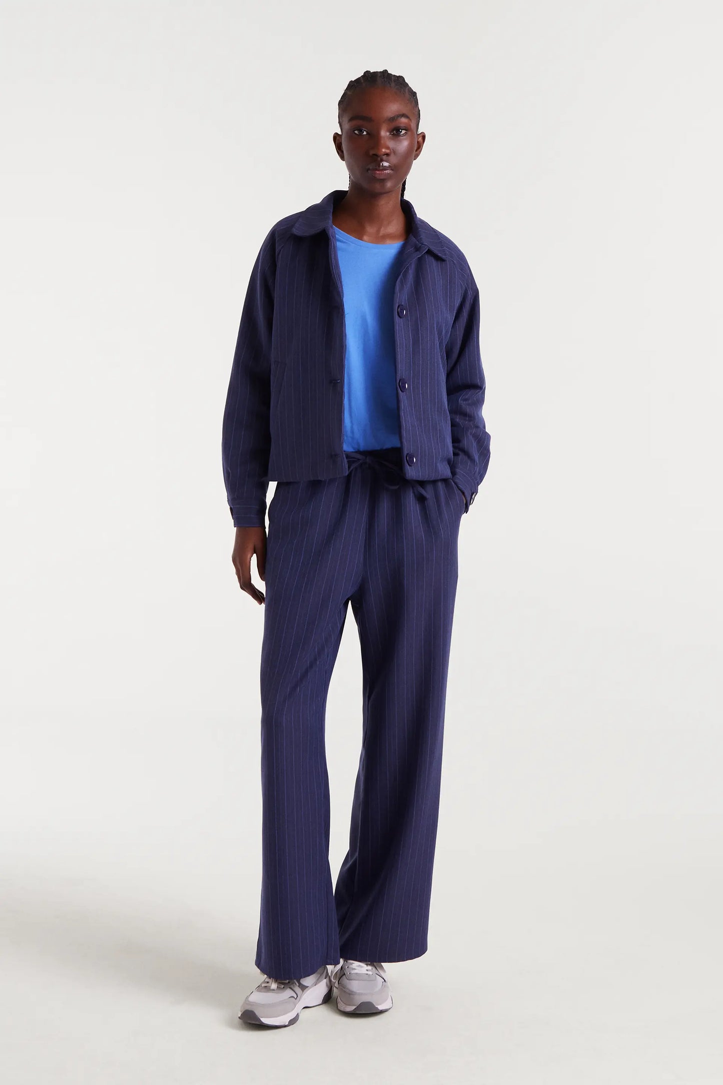 Blue pinstriped jacket