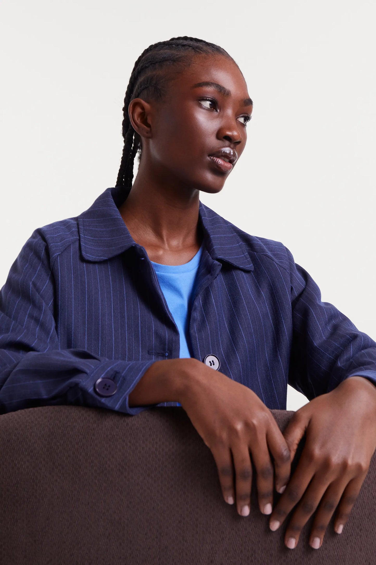 Blue pinstriped jacket