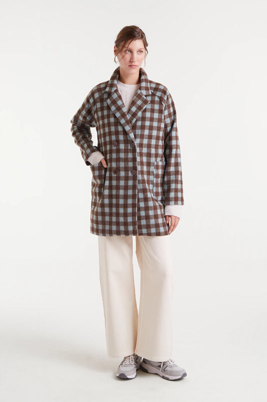 Abrigo de cuadros marrón