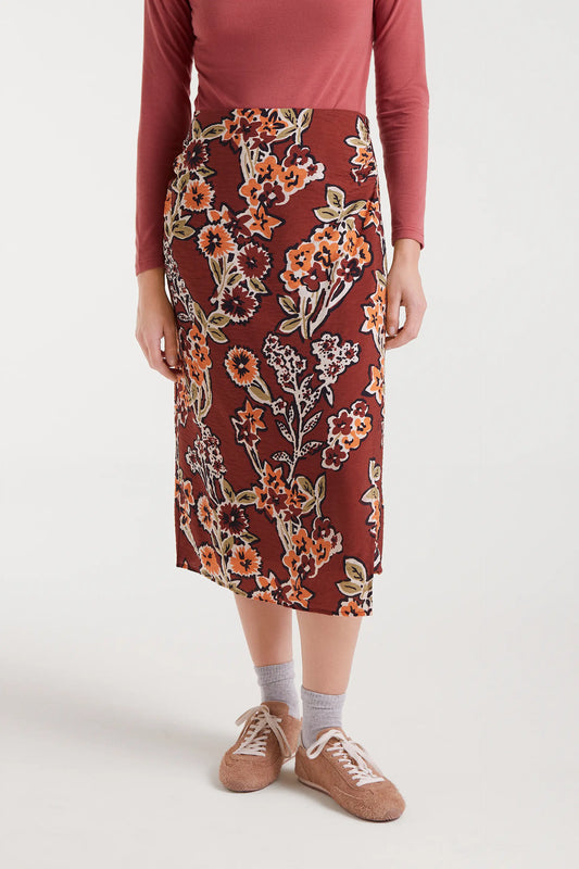 Falda midi crepé ligero con estampado Daisy