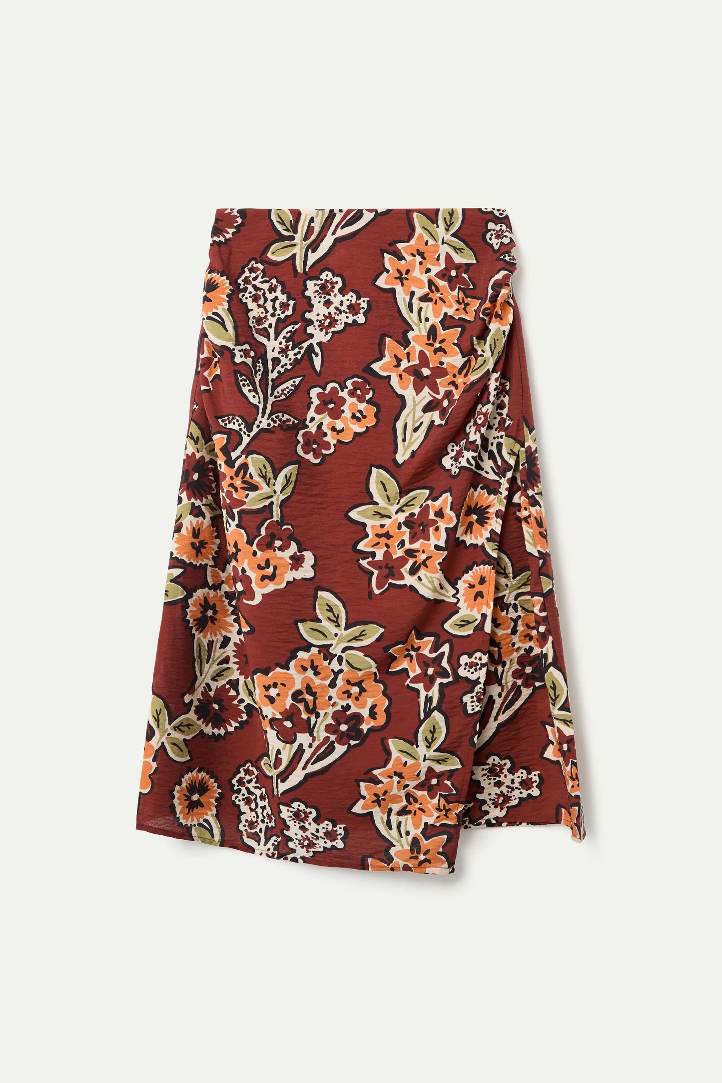 Lightweight crepe midi skirt with Daisy print