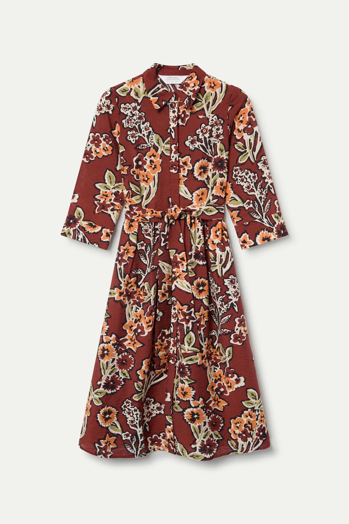 Abito midi in crêpe leggero con stampa a margherite