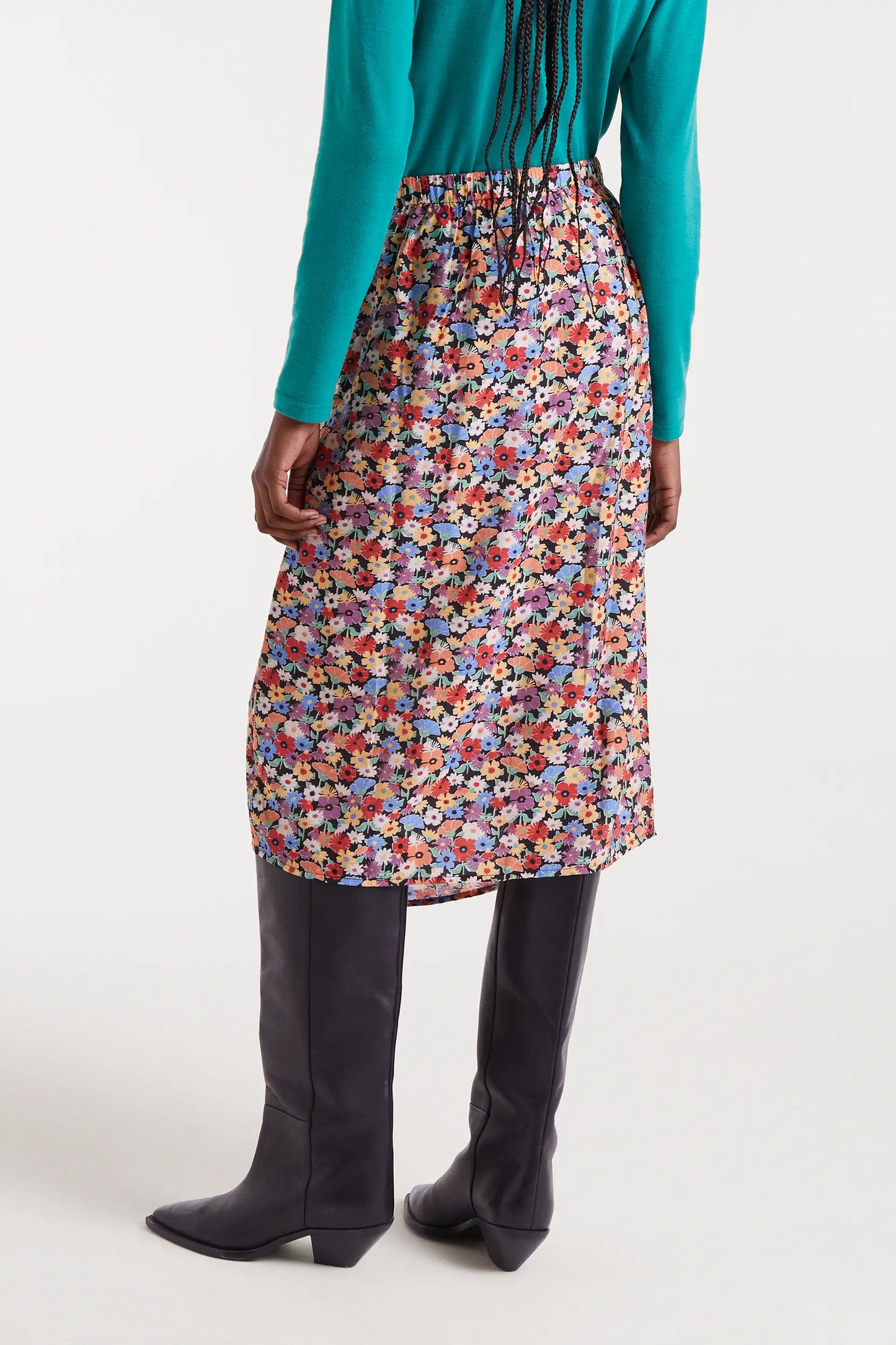 Hampton Small Print Lightweight Crepe Midi Skirt