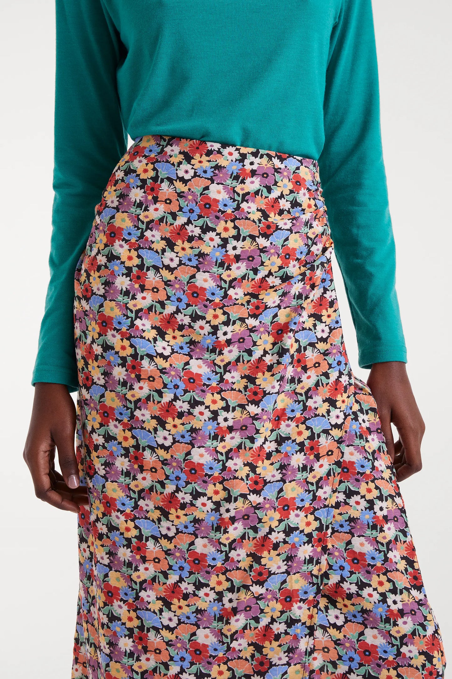 Hampton Small Print Lightweight Crepe Midi Skirt