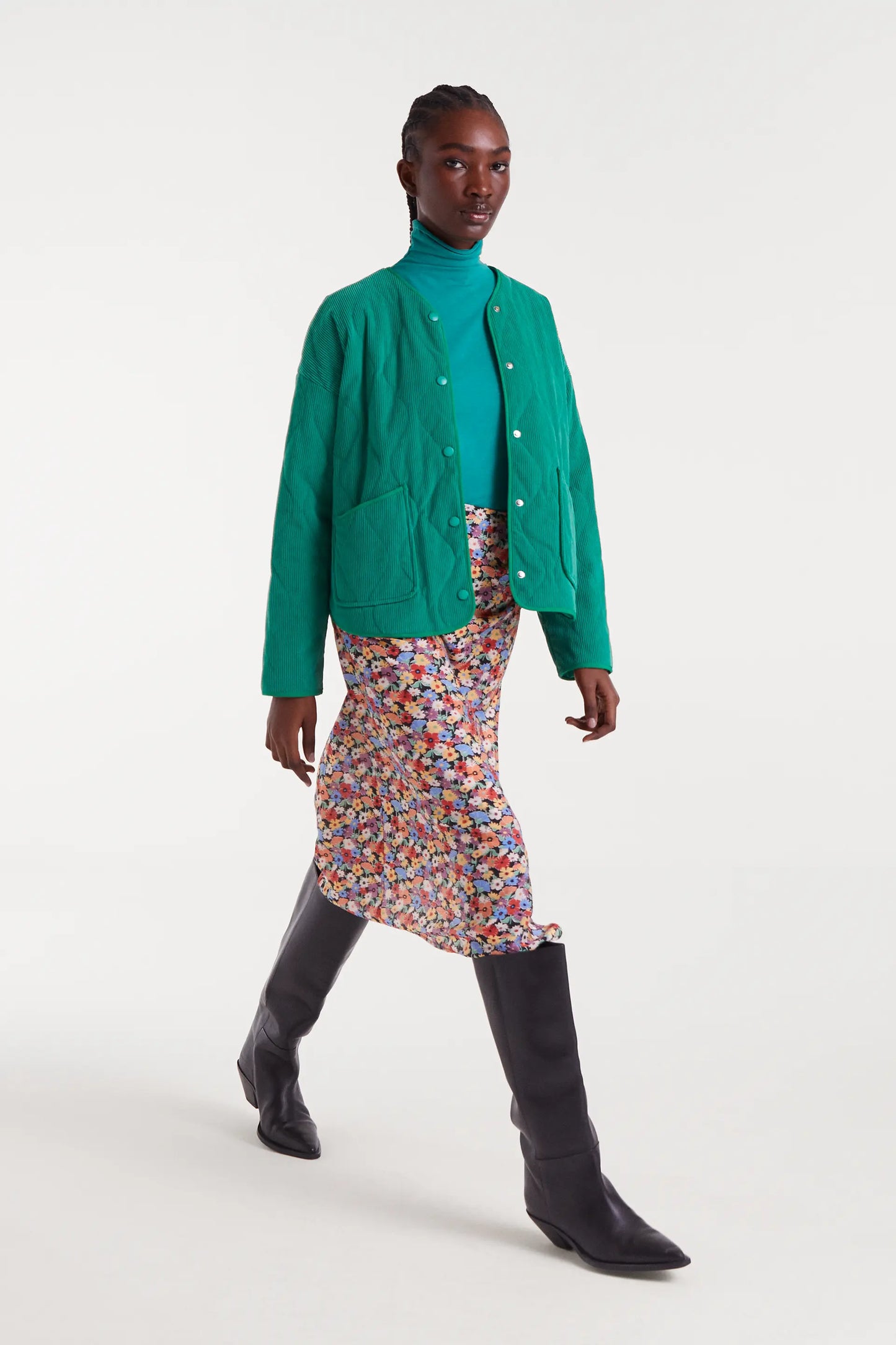 Hampton Small Print Lightweight Crepe Midi Skirt