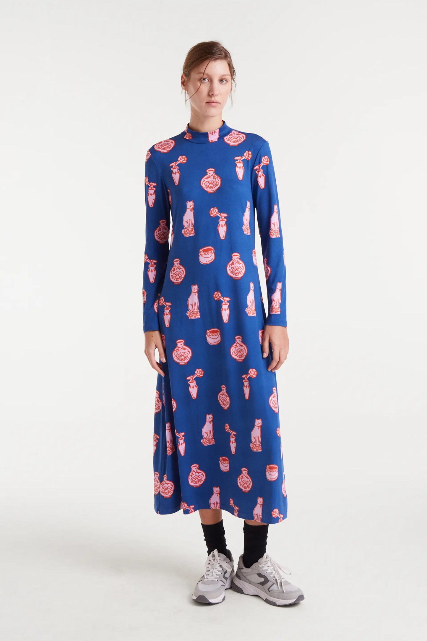 Abito lungo con stampa Porcellana