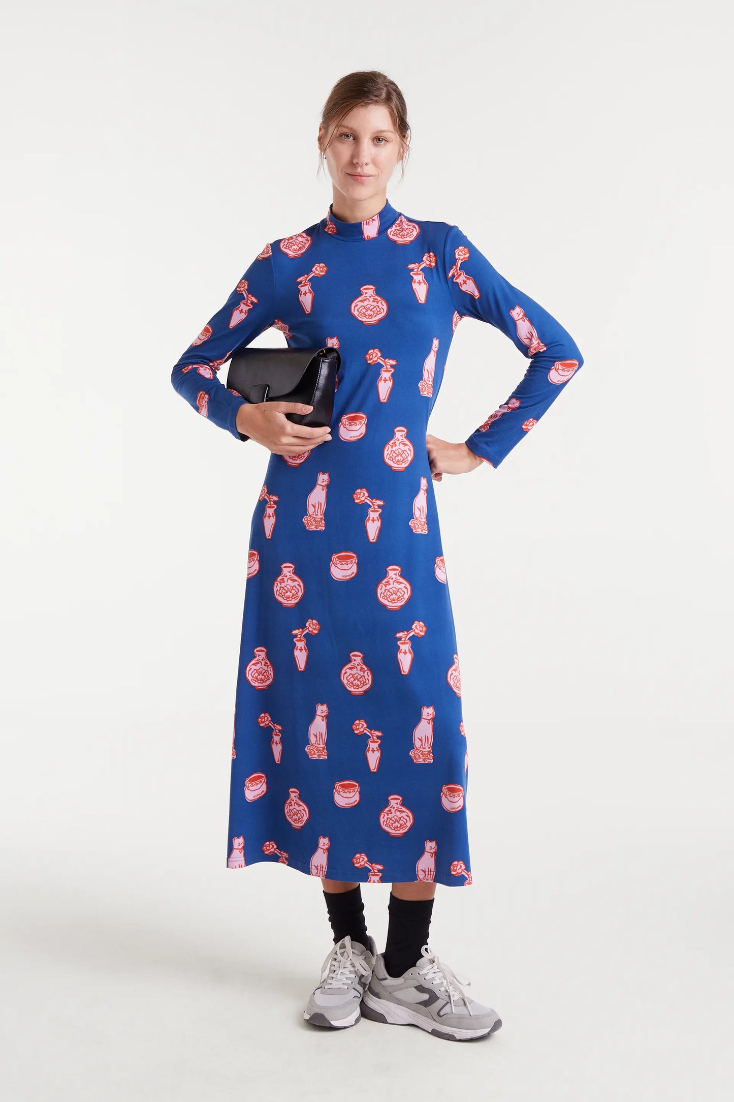 Abito lungo con stampa Porcellana