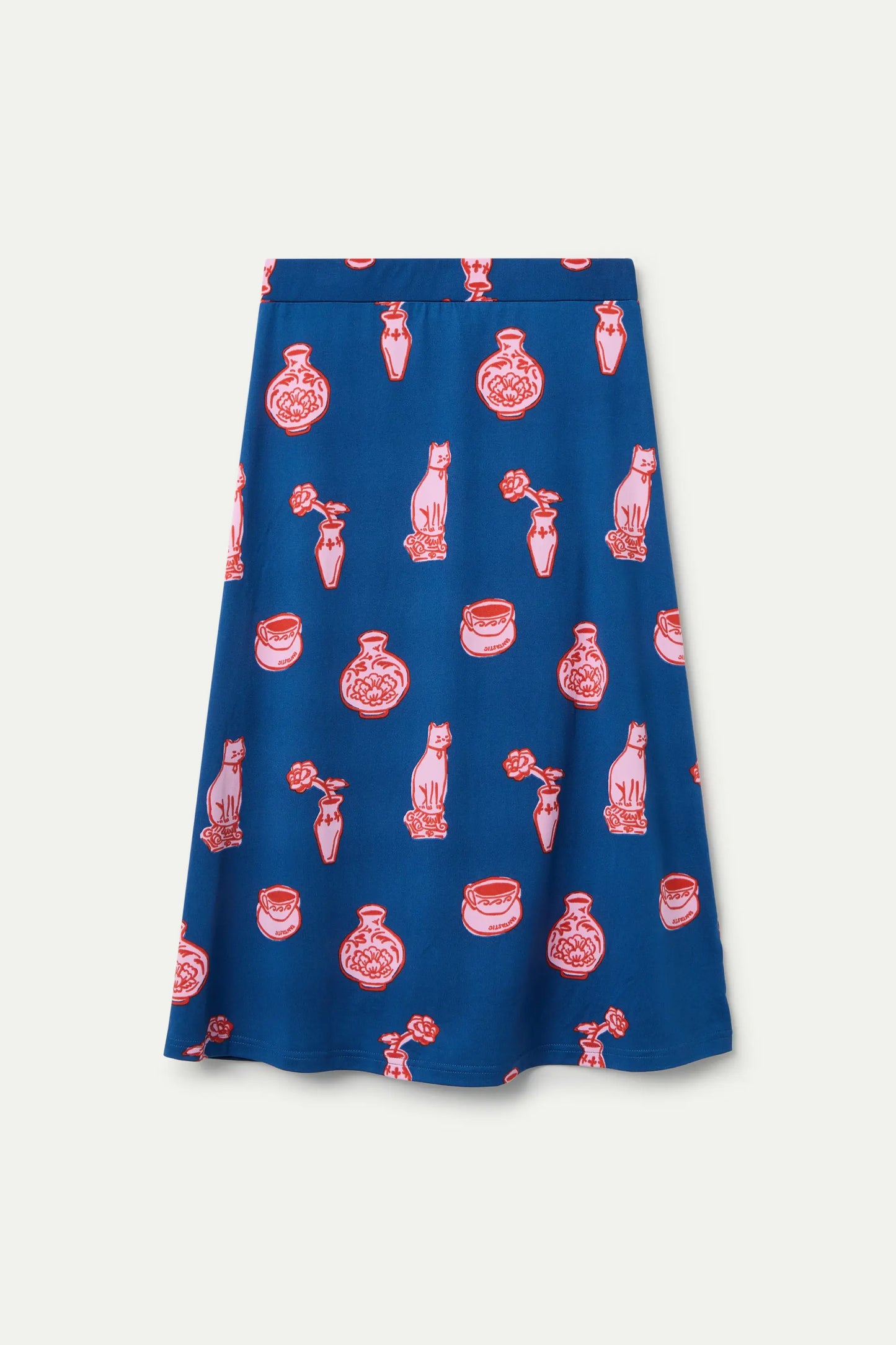 Gonna midi con stampa porcellana